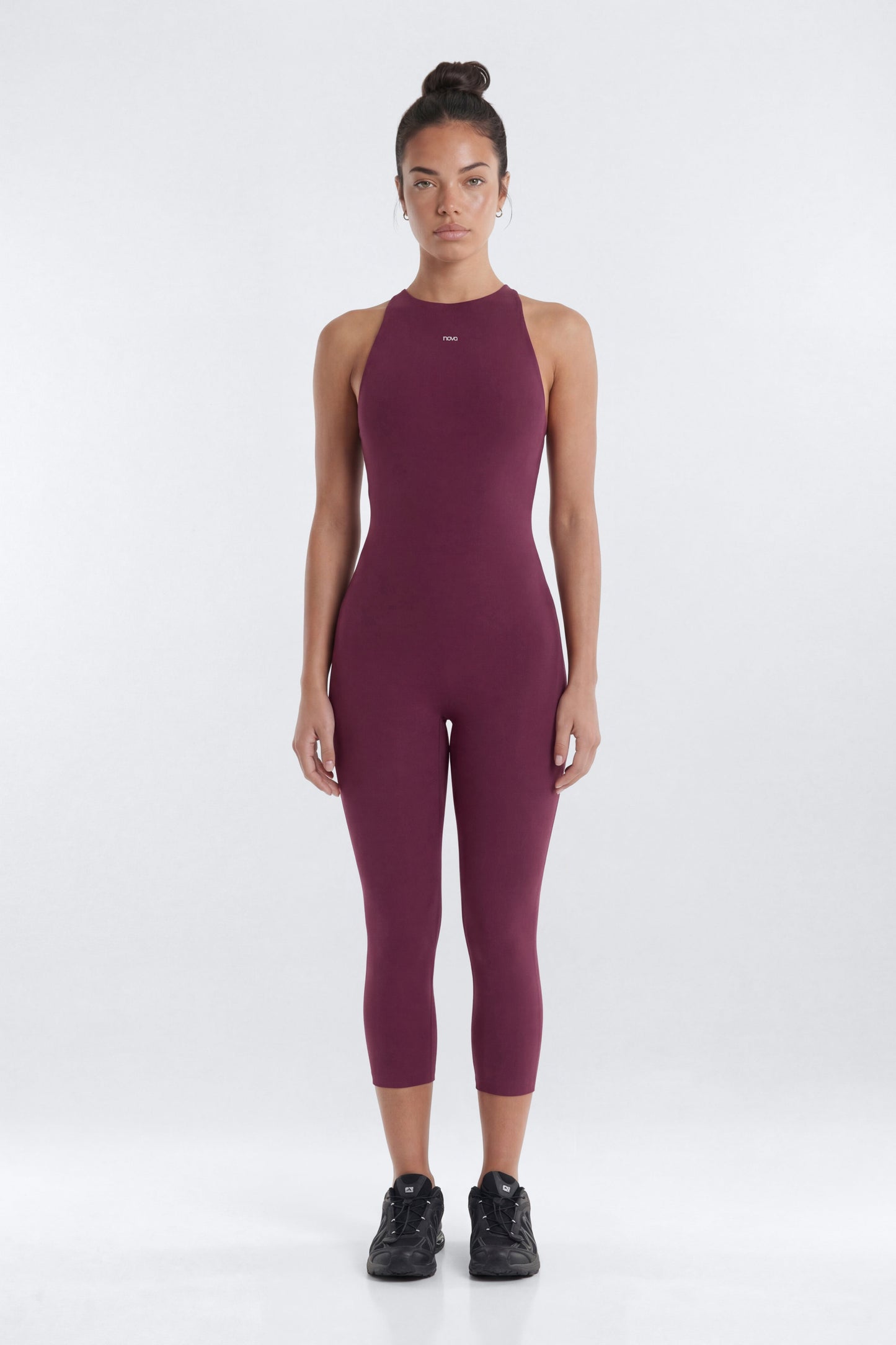 ProStretch™ 18″ High Neck Capri Jumpsuit - Merlot