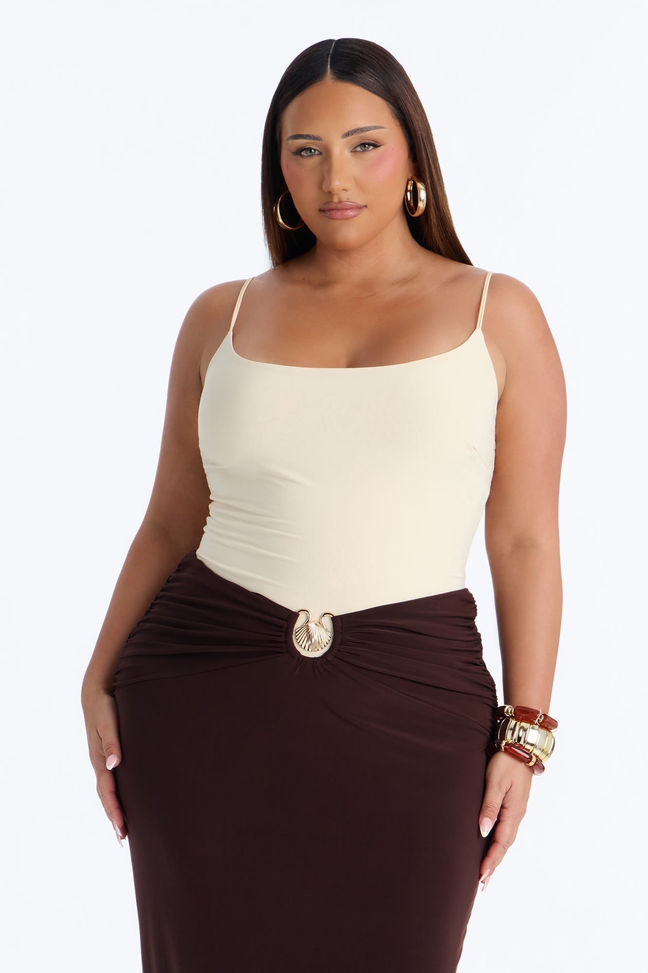 Maura Maxi Skirt Set - Brown/combo NEWFASHIONEDGE