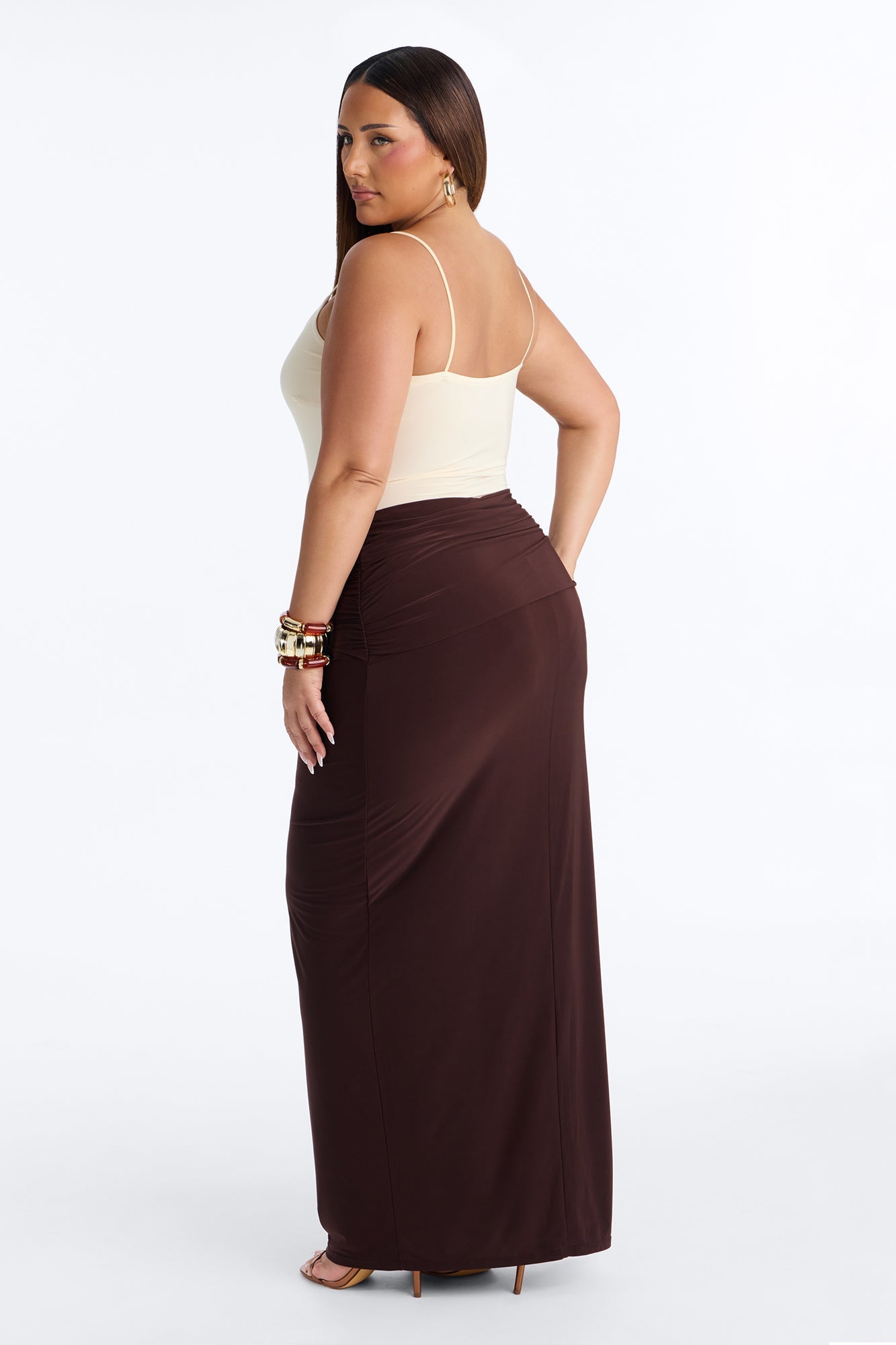Maura Maxi Skirt Set - Brown/combo
