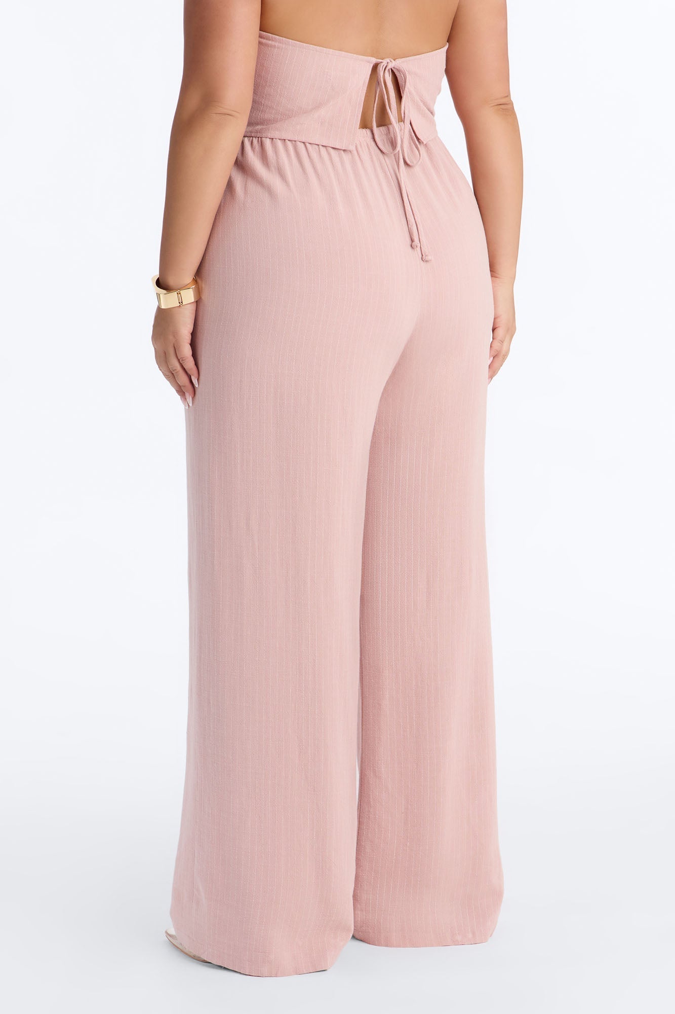 Girl Gone Wild Pinstripe Low Rise Wide Leg Pant 30″ - Blush NEWFASHIONEDGE