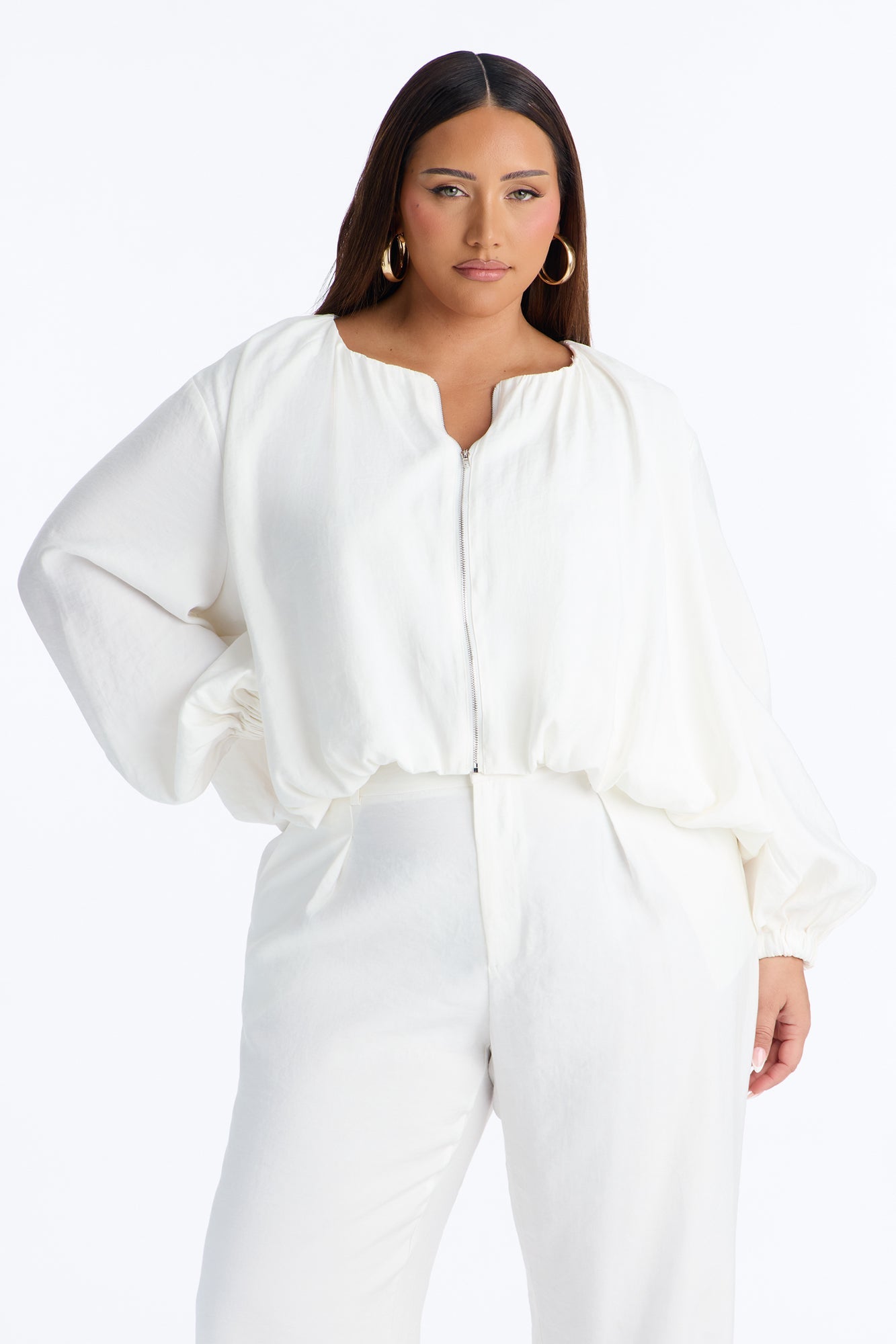 Calliope Linen Bubble Hem Cropped Jacket - Ivory Fashion Nova