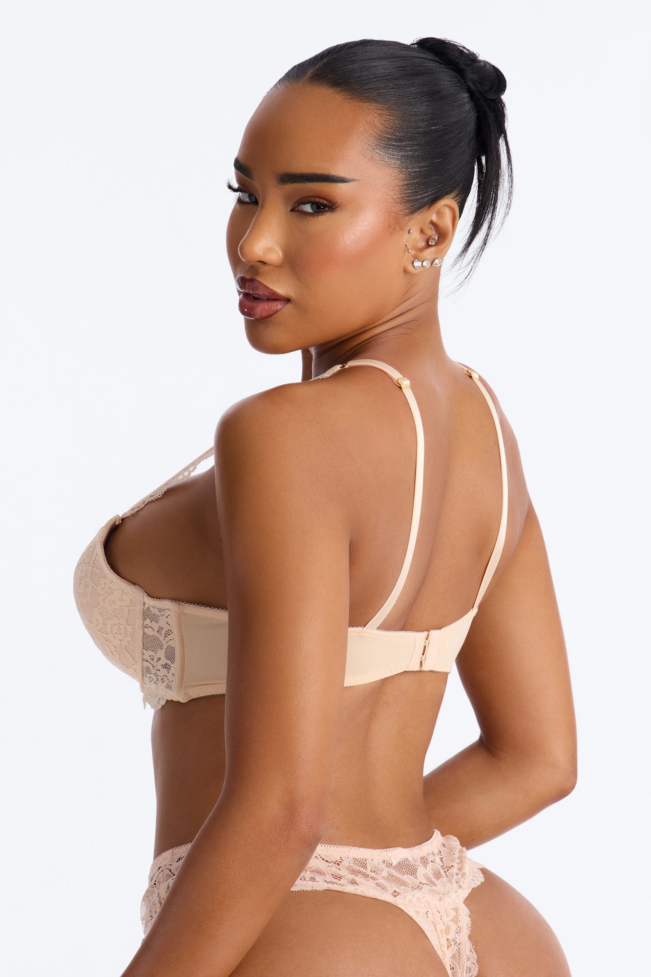 Underneath It All Microfiber Lace Push Up Molded Cup Bra - Ivory