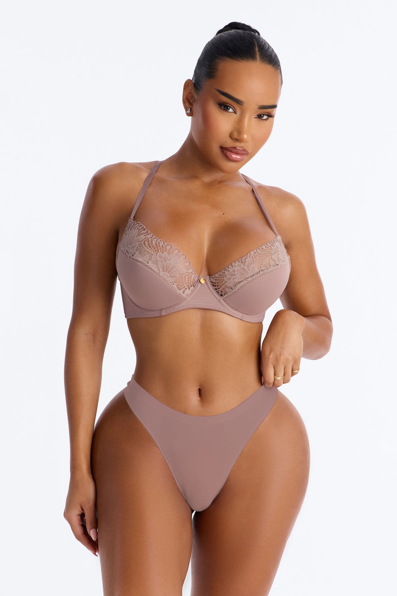 In The Zone Nylon Thong Panty - Mauve NEWFASHIONEDGE