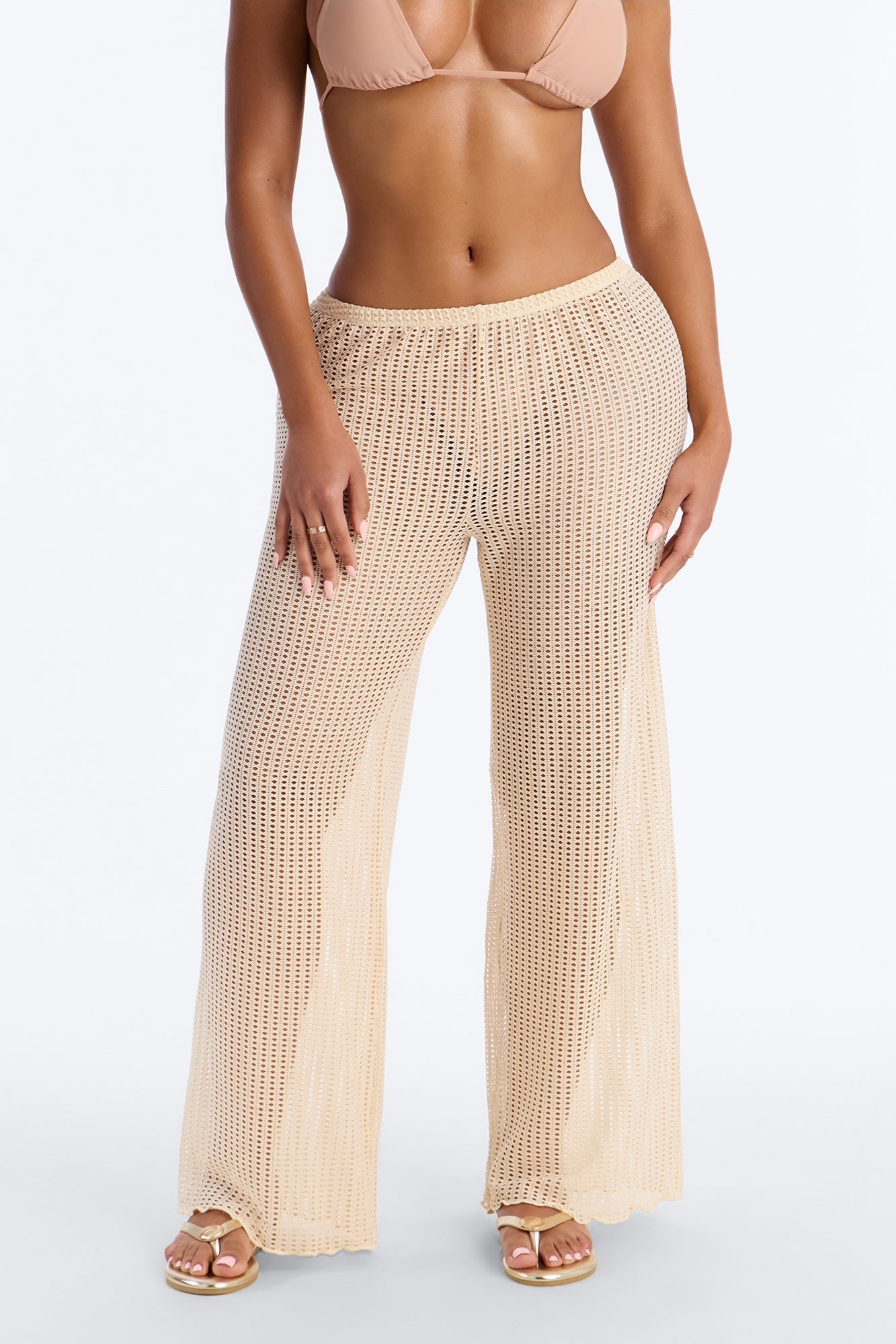 Summer Shimmer Swim Cover Up Pants - White NEWFASHIONEDGE