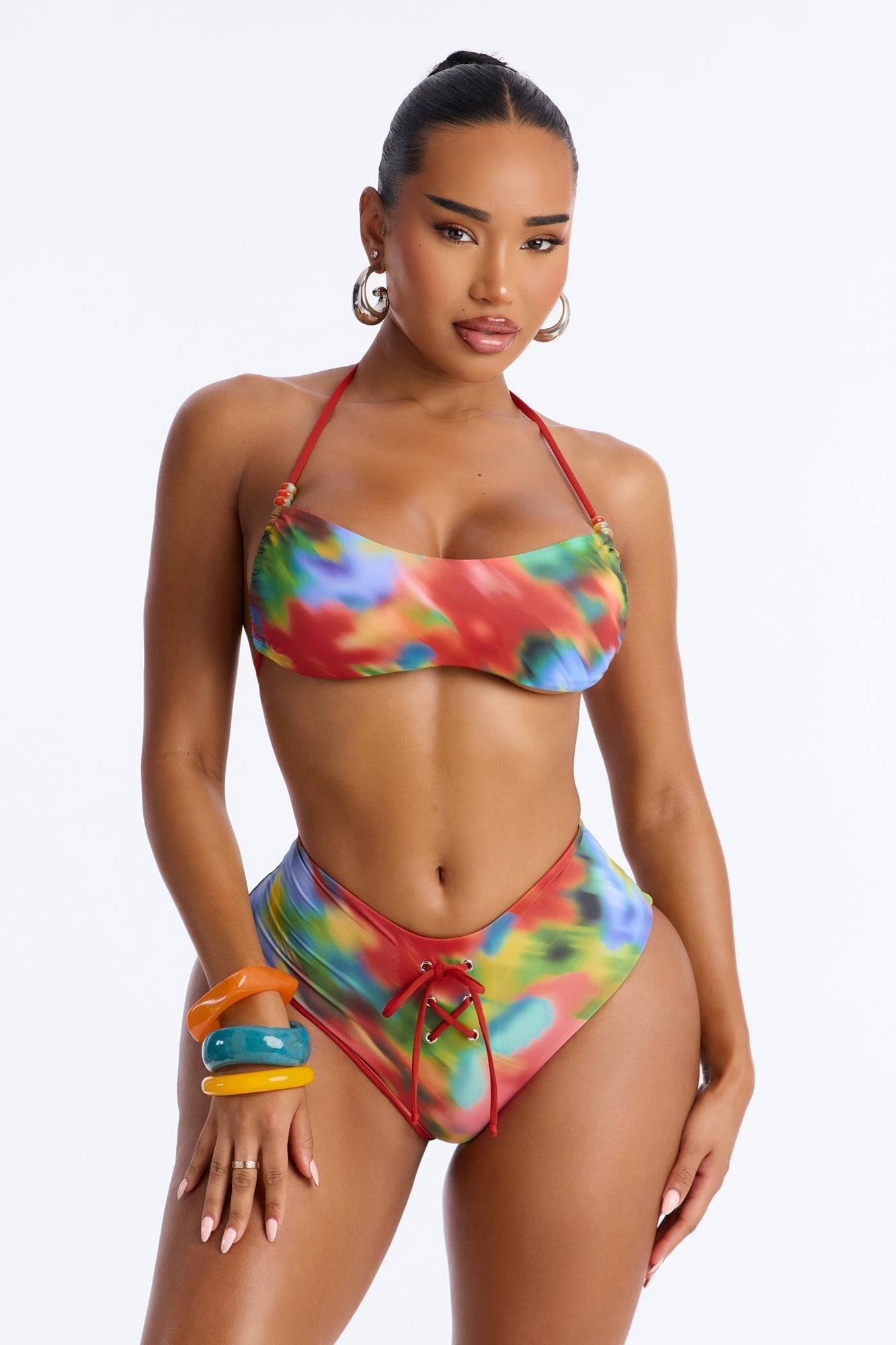 Falling For You 2pc Halter Bikini - Red/combo NEWFASHIONEDGE