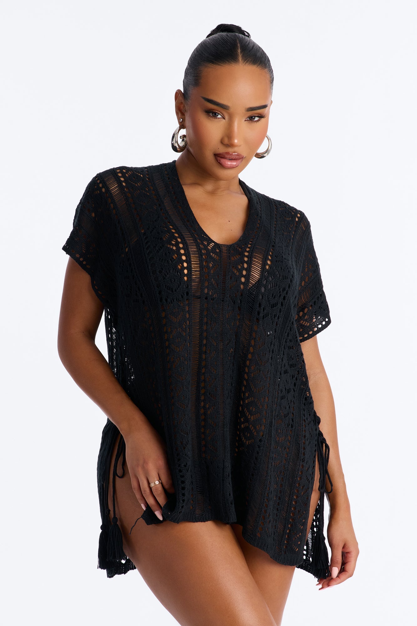 Iris Crochet Swim Cover Up - Black Fashion Nova