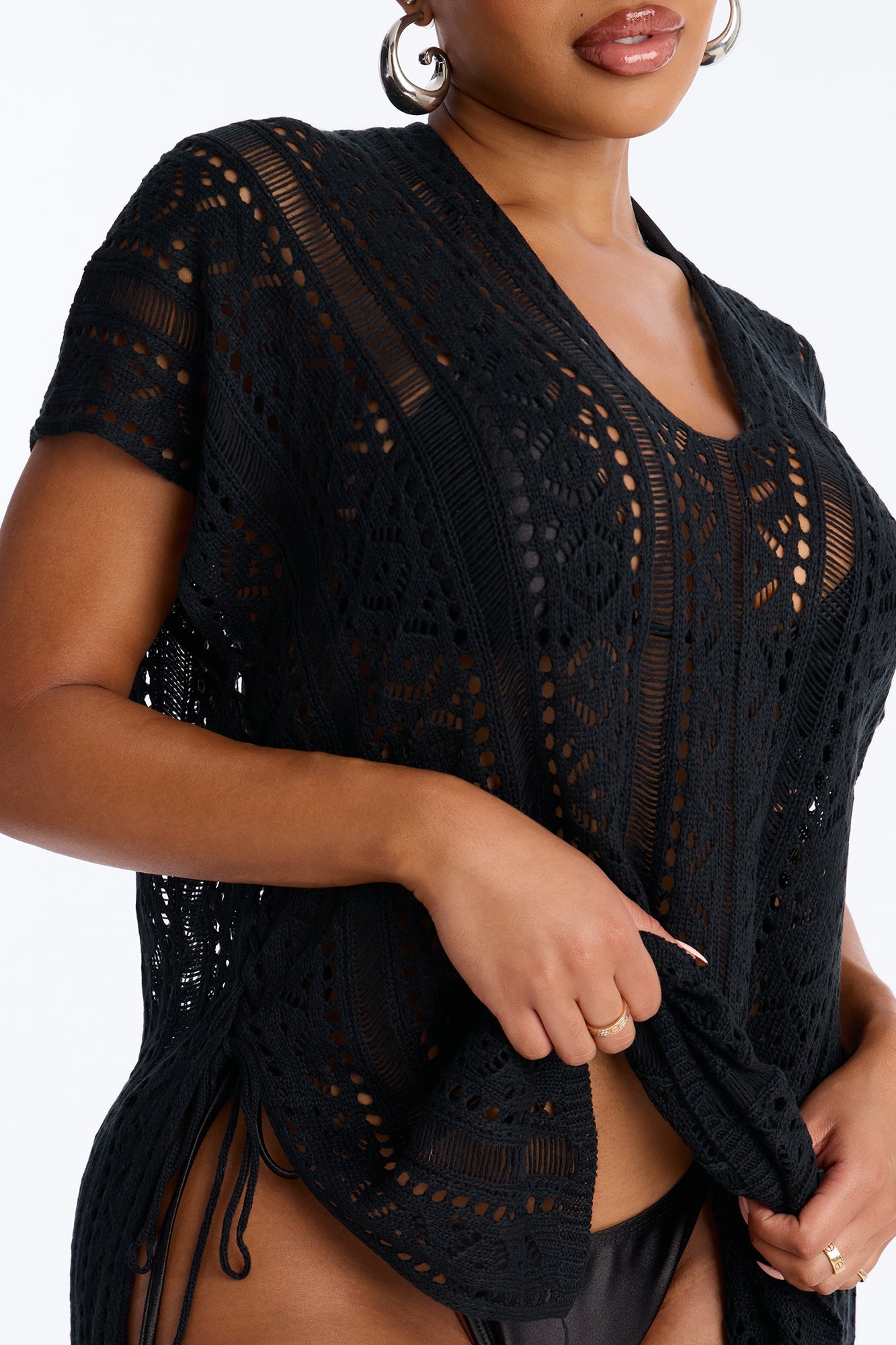 Iris Crochet Swim Cover Up - Black Fashion Nova