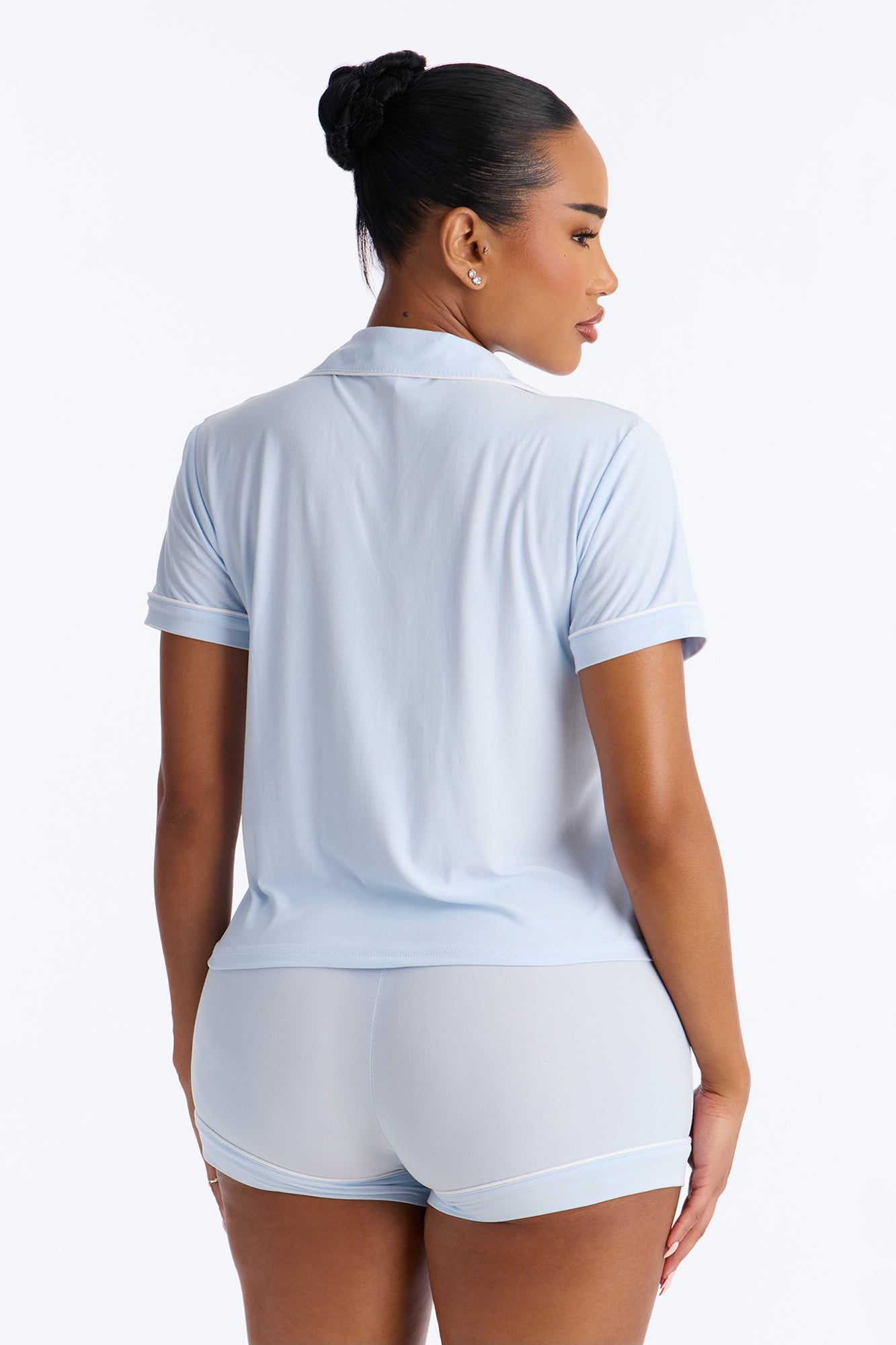 My Bridesmaid Notch Collar PJ Short Set - Light Blue Fashion Nova