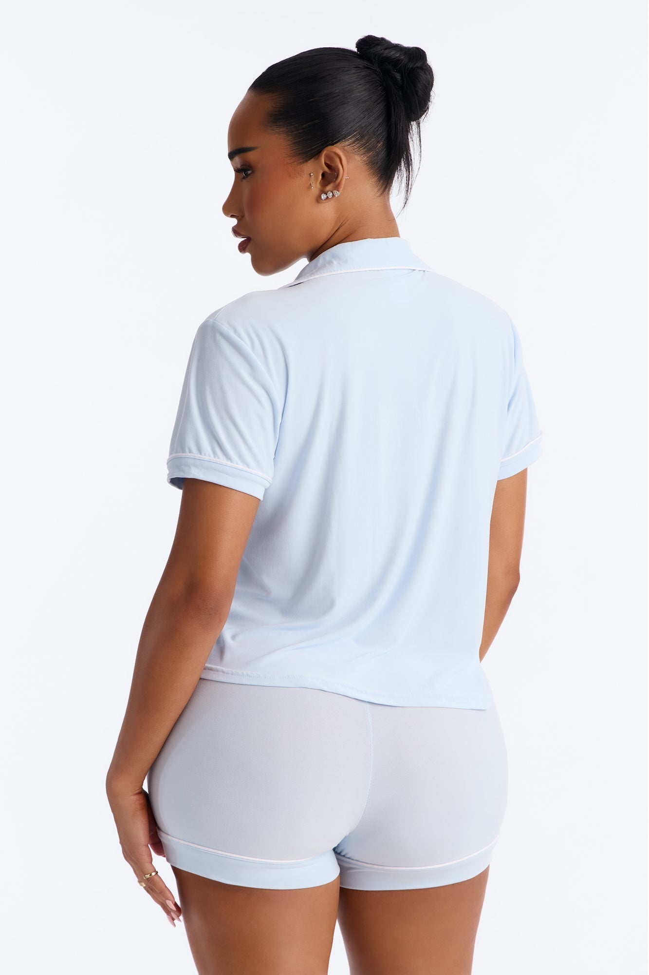 My Maid Of Honor Notch Collar PJ Short Set - Light Blue Fashion Nova