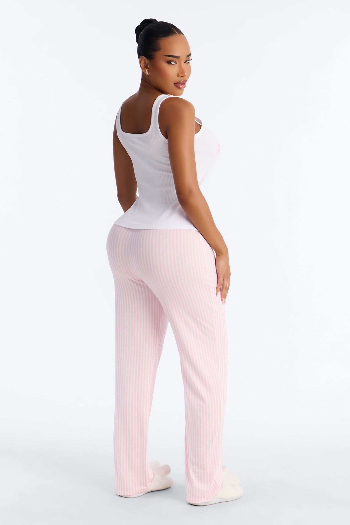 Bow Down Boxer PJ Pant Set - White/Pink Fashion Nova