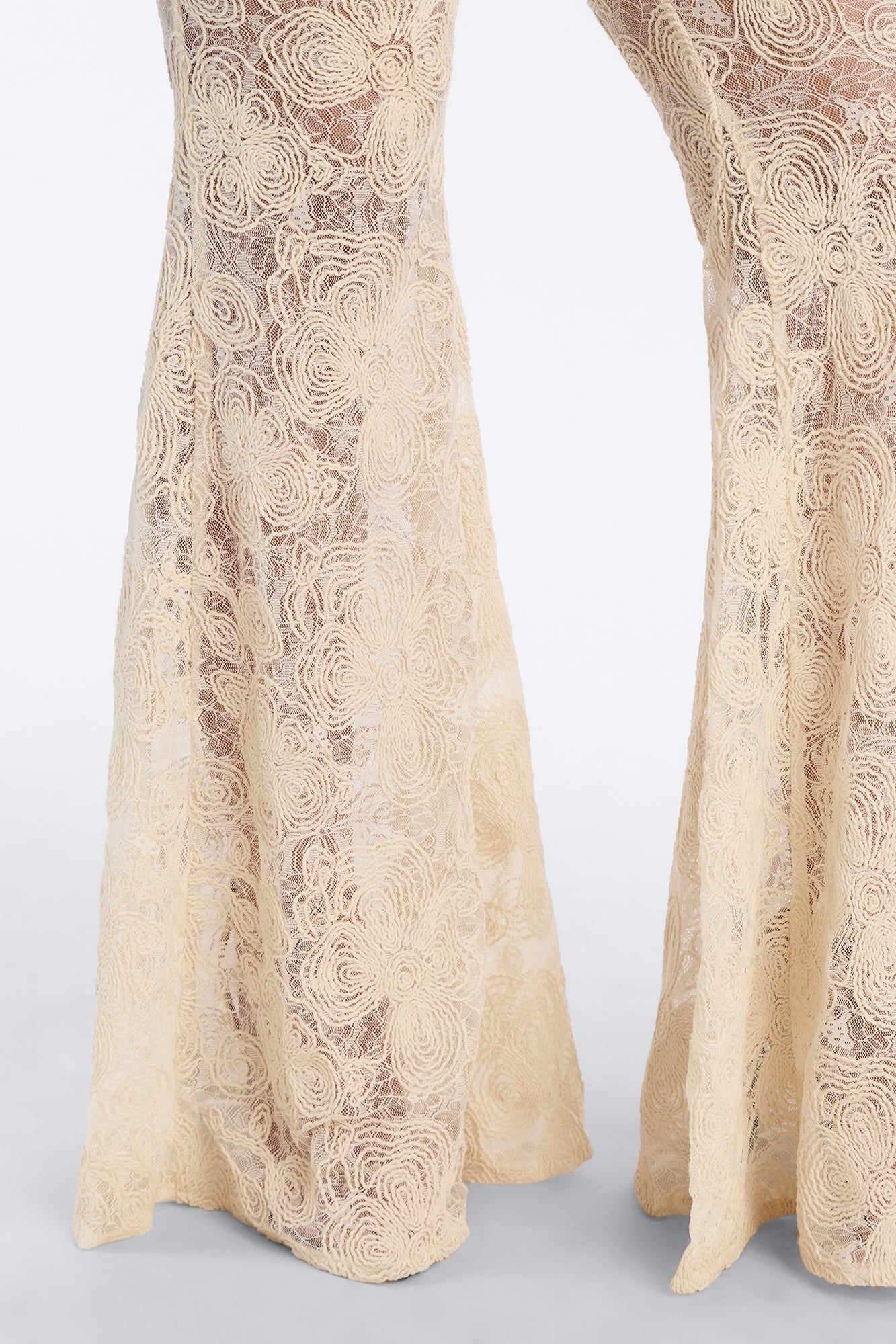 Meena Lace Flare Jumpsuit - Ivory NEWFASHIONEDGE