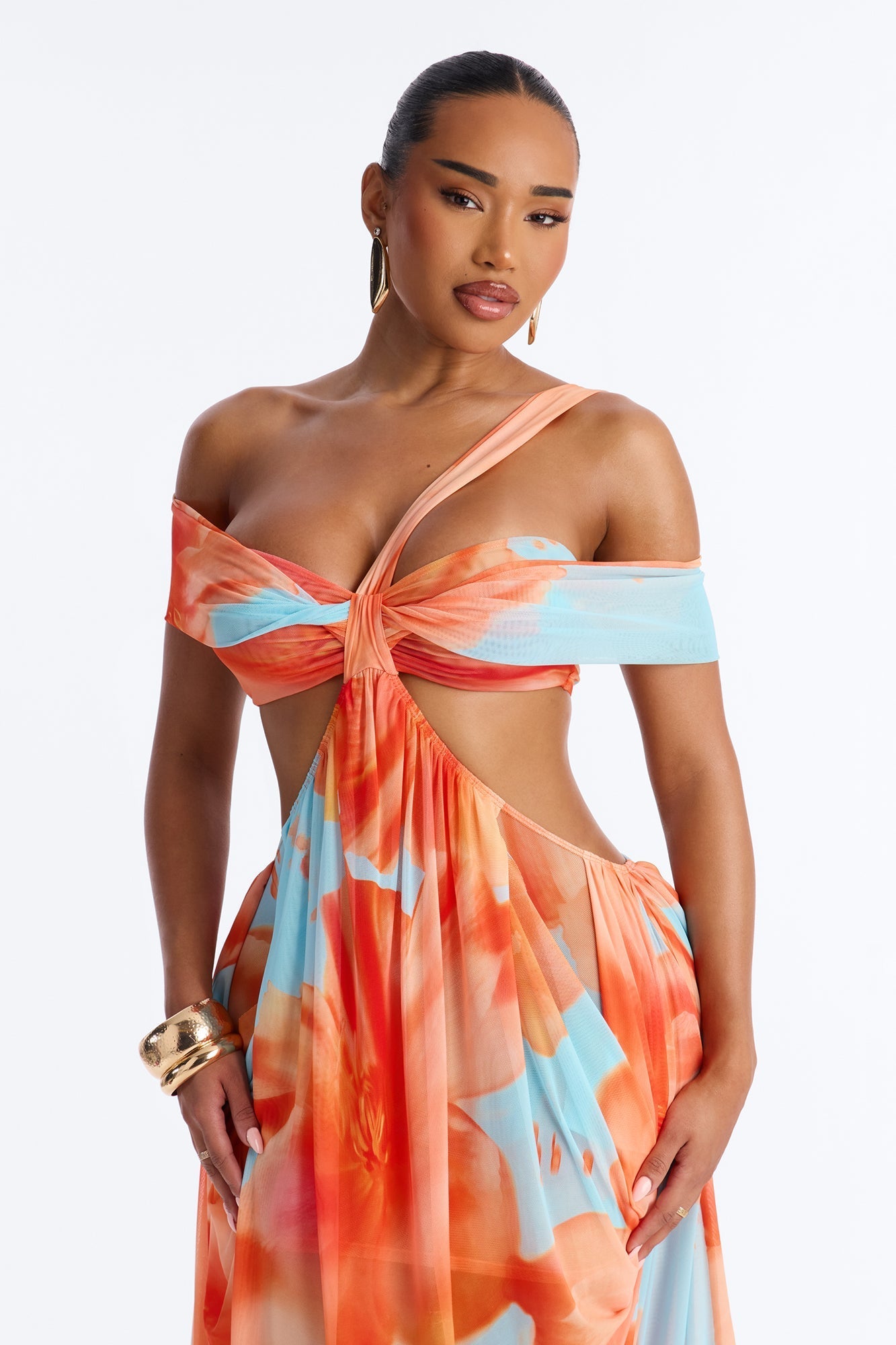 She Gets Her Way Mesh Maxi Dress - Blue/combo