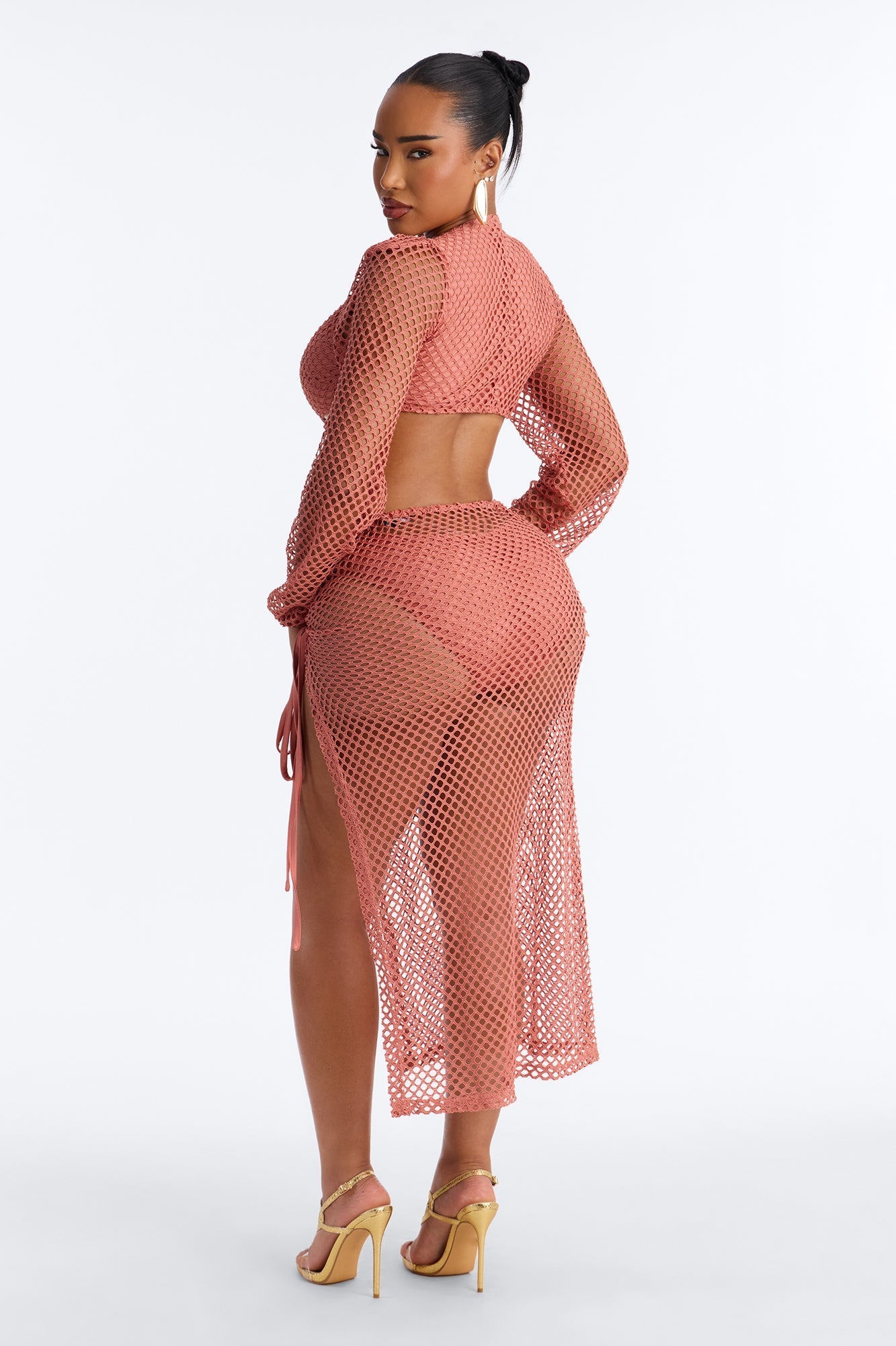 Julissa Crochet Bodysuit Maxi Skirt Set - Rust NEWFASHIONEDGE