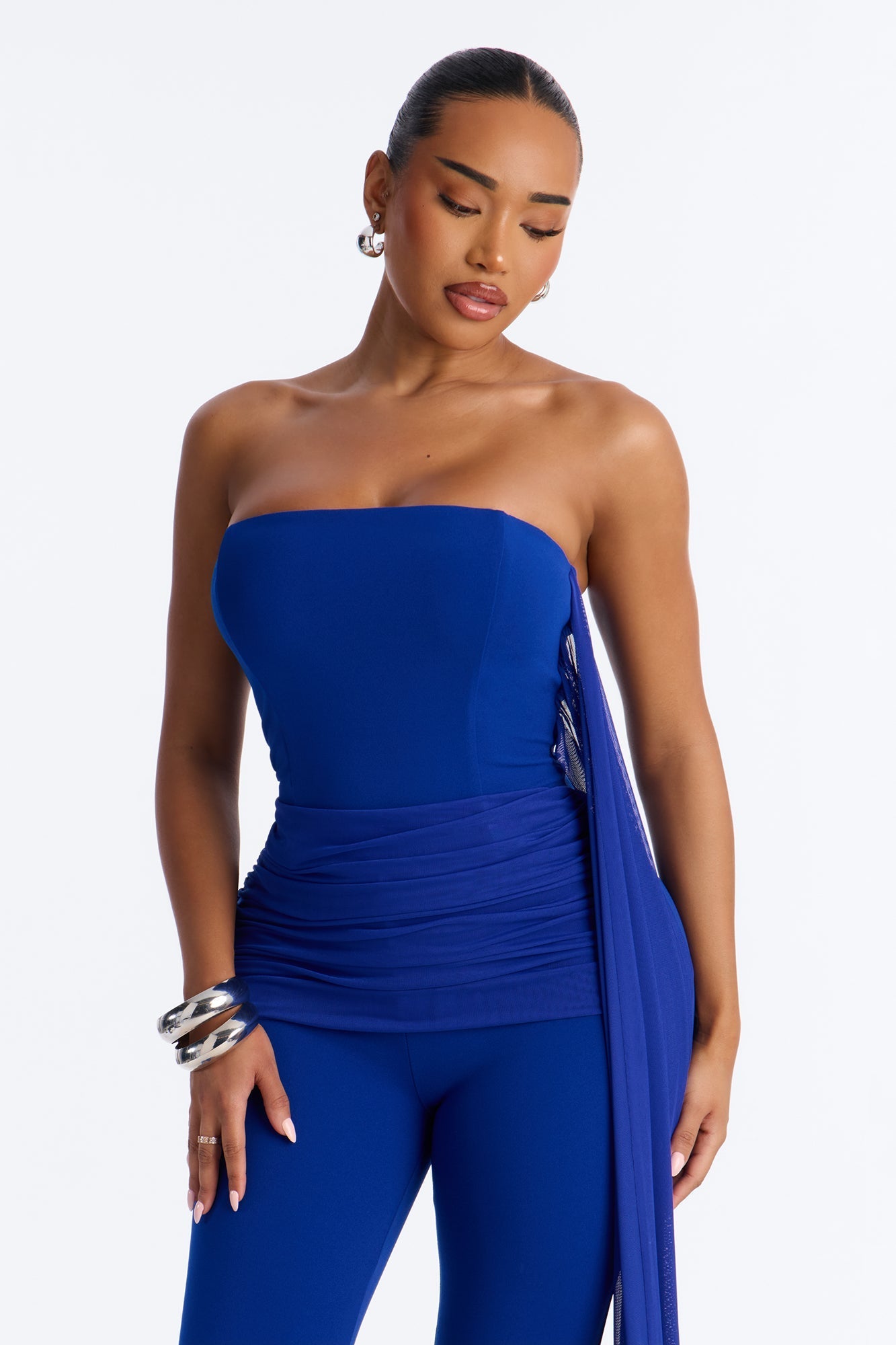 Mila Draped Flare Jumpsuit - Royal NEWFASHIONEDGE