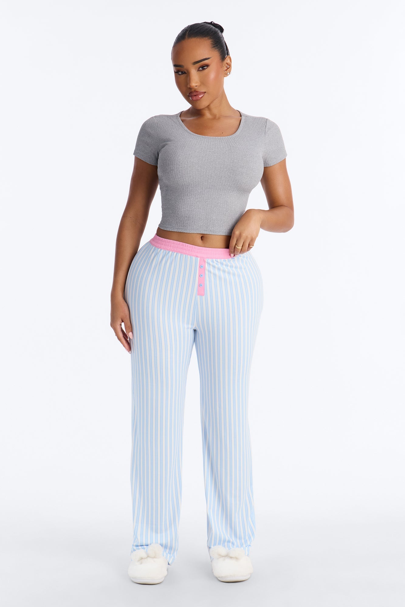 Let Me Sleep Boxer PJ Pant Set - Blue/combo Fashion Nova