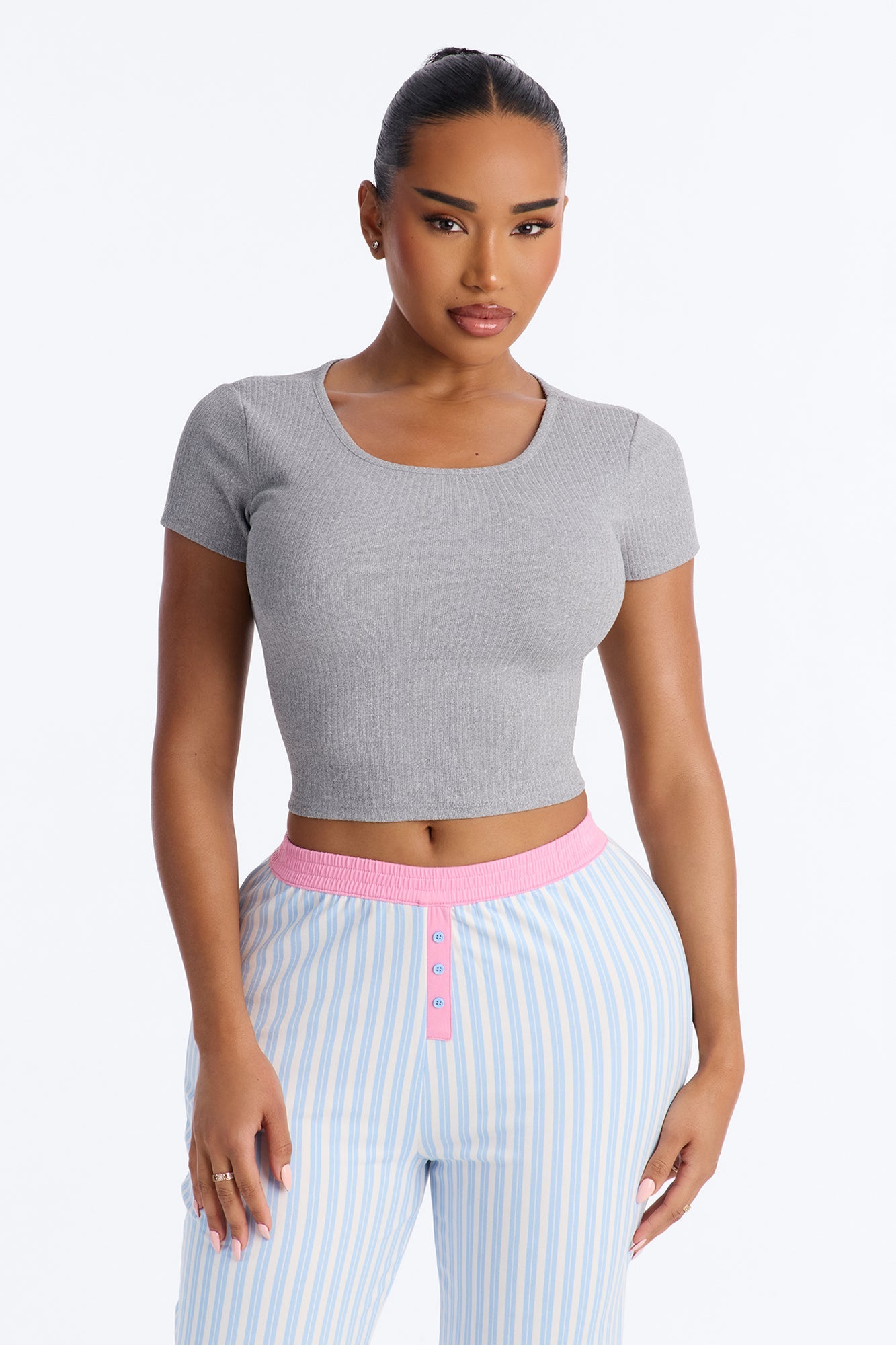 Let Me Sleep Boxer PJ Pant Set - Blue/combo Fashion Nova
