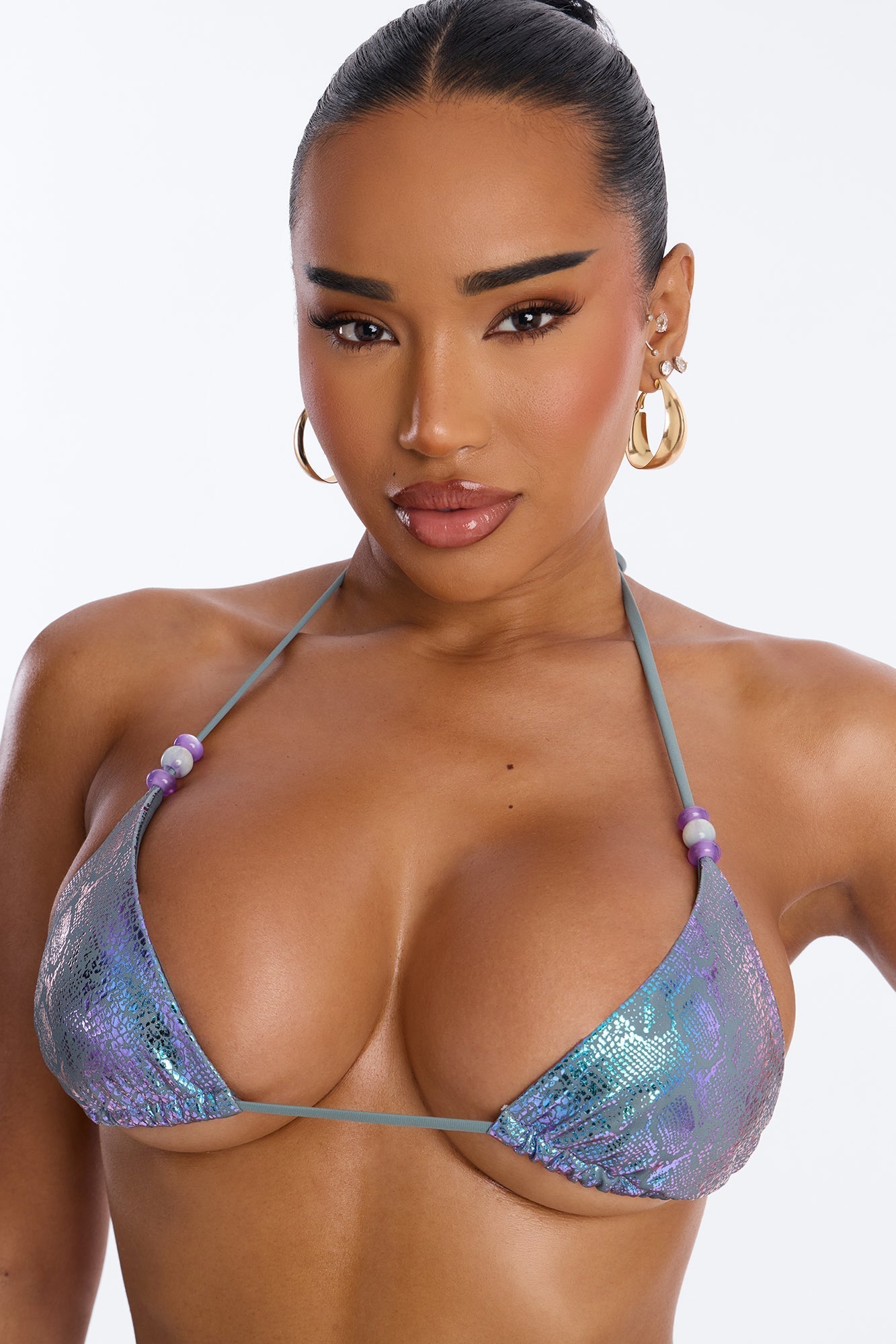 Love To Be Wild 2 Piece Triangle Bikini Set - Purple/combo NEWFASHIONEDGE