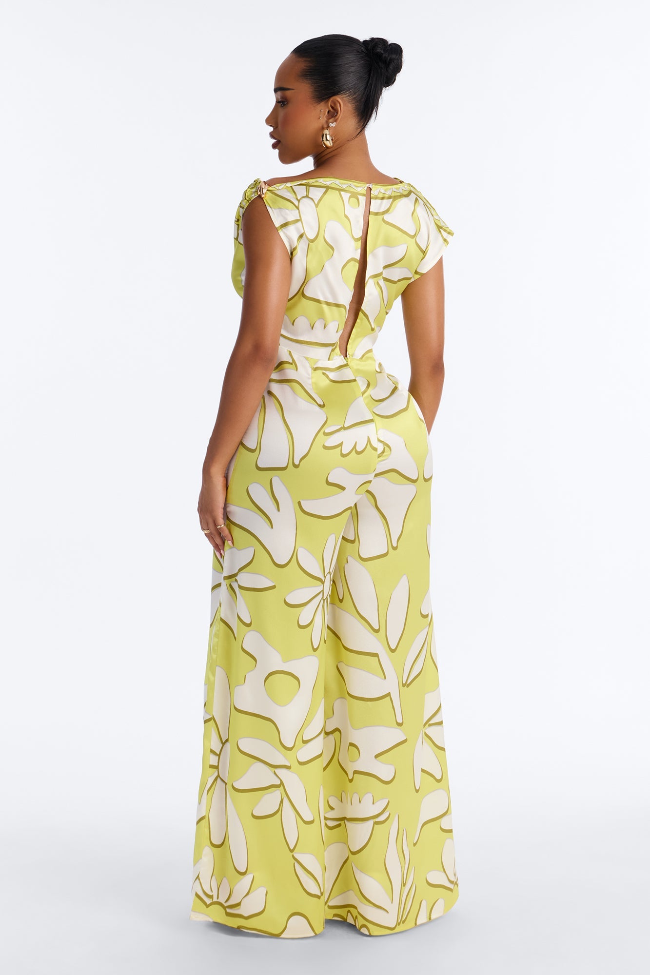 Zyla Satin One Shoulder Wide Leg Jumpsuit - Yellow Fashion Nova