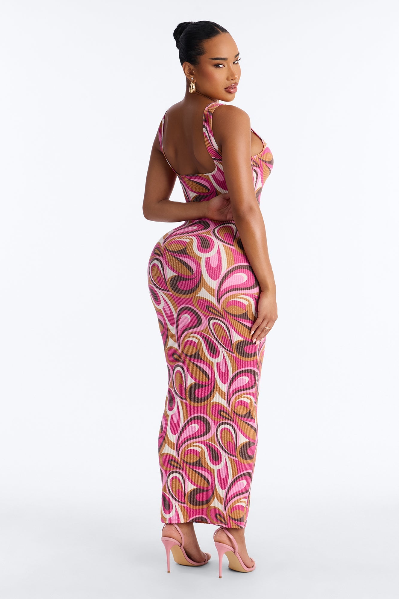 Valentina Ribbed Maxi Dress - Magenta/combo NEWFASHIONEDGE