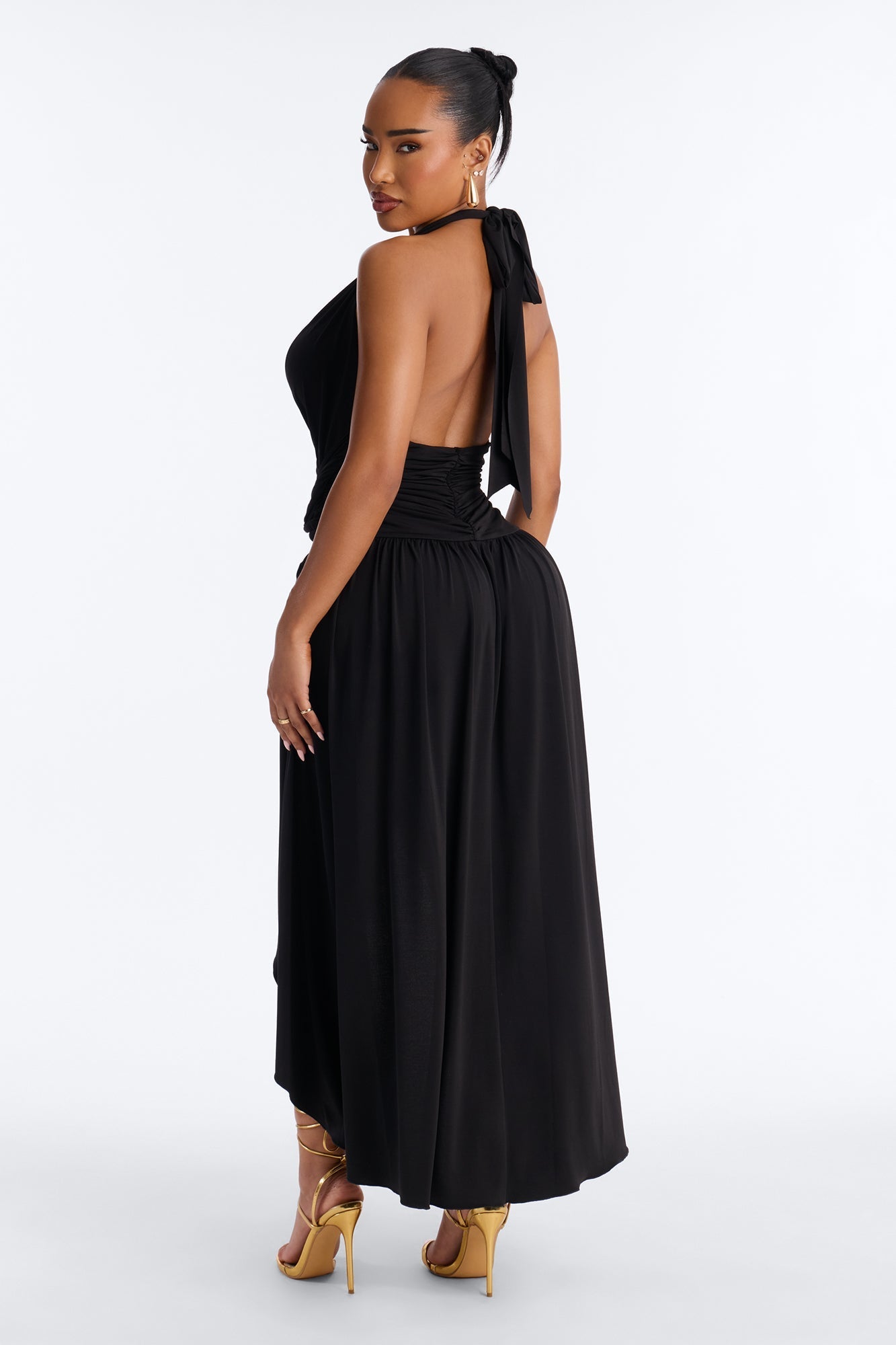 Astrid Asymmetrical Maxi Dress - Black NEWFASHIONEDGE