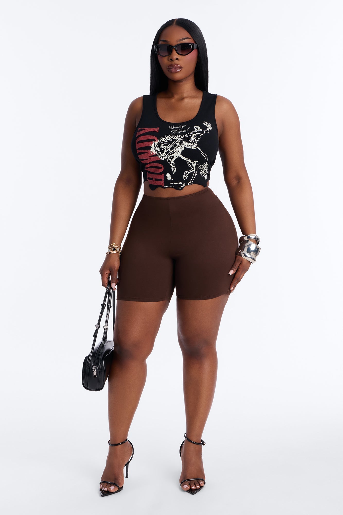 Feeling Cheeky Mid Rise Ruched Butt Biker Short 6″ - Chocolate NEWFASHIONEDGE