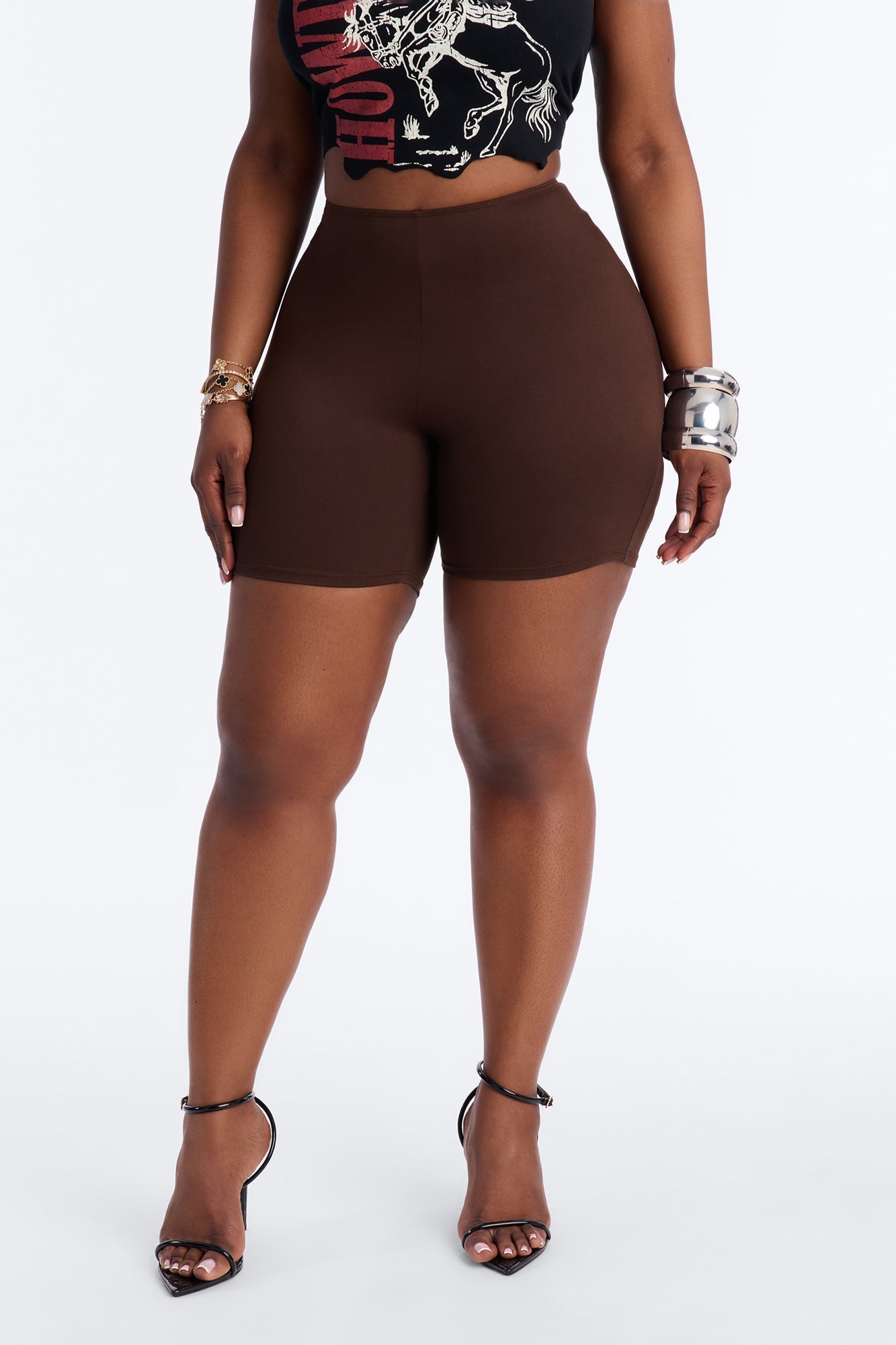 Feeling Cheeky Mid Rise Ruched Butt Biker Short 6″ - Chocolate NEWFASHIONEDGE