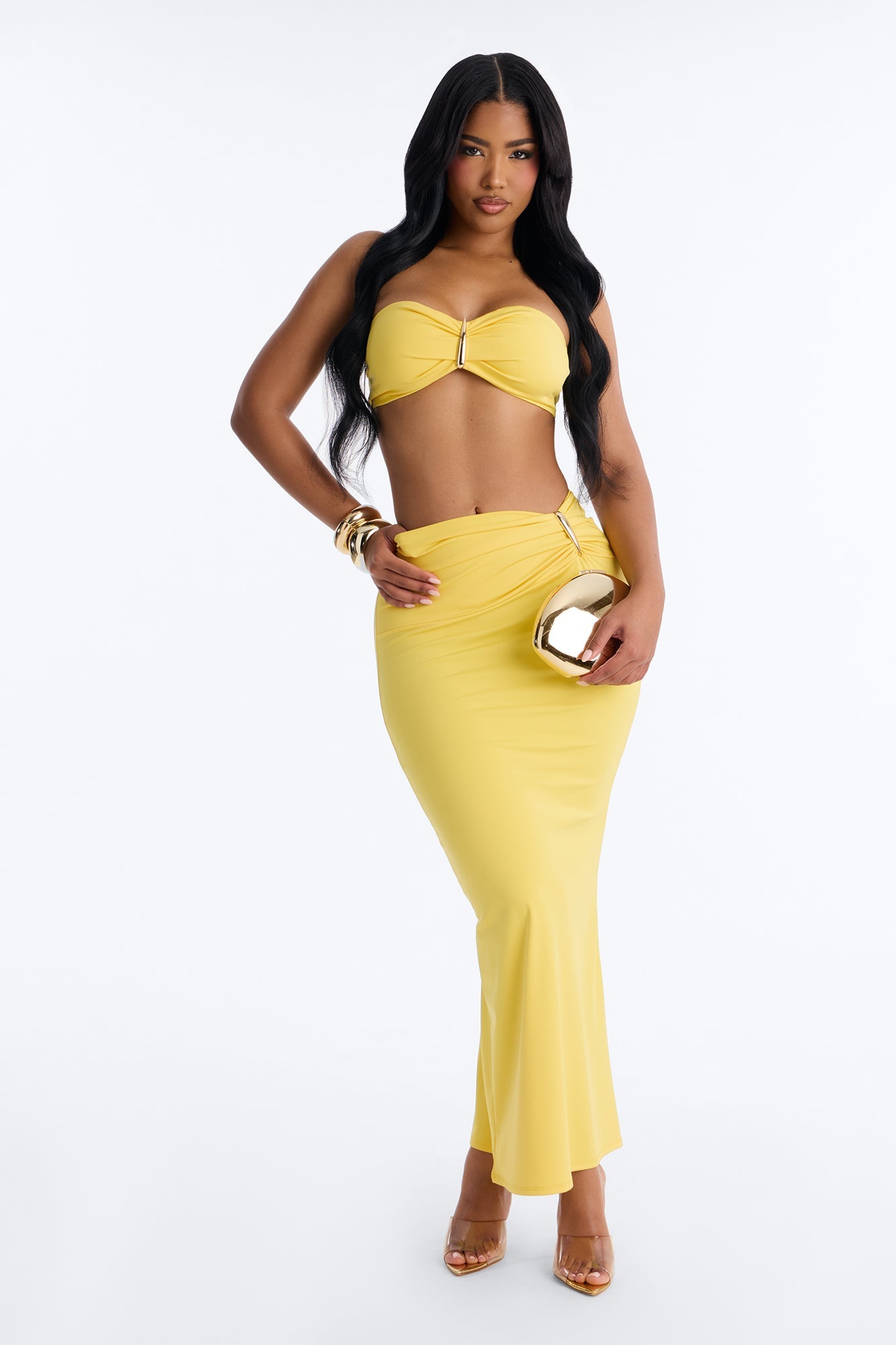 Cadence Hardware Maxi Skirt Set - Yellow Fashion Nova