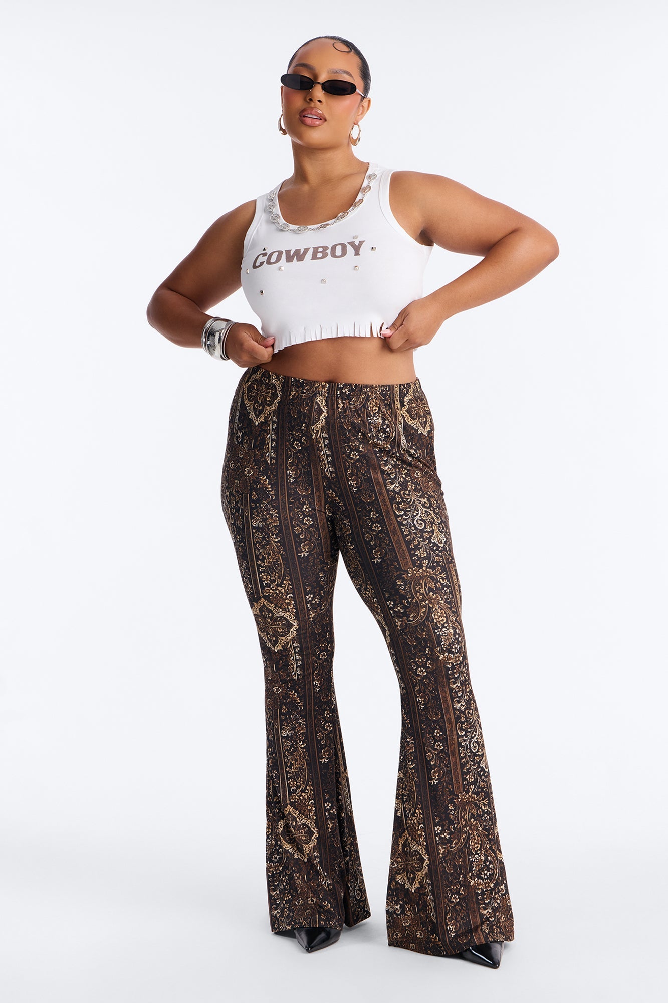 Boho Dreams Abstract Paisley Flare Pant - Brown/combo Fashion Nova