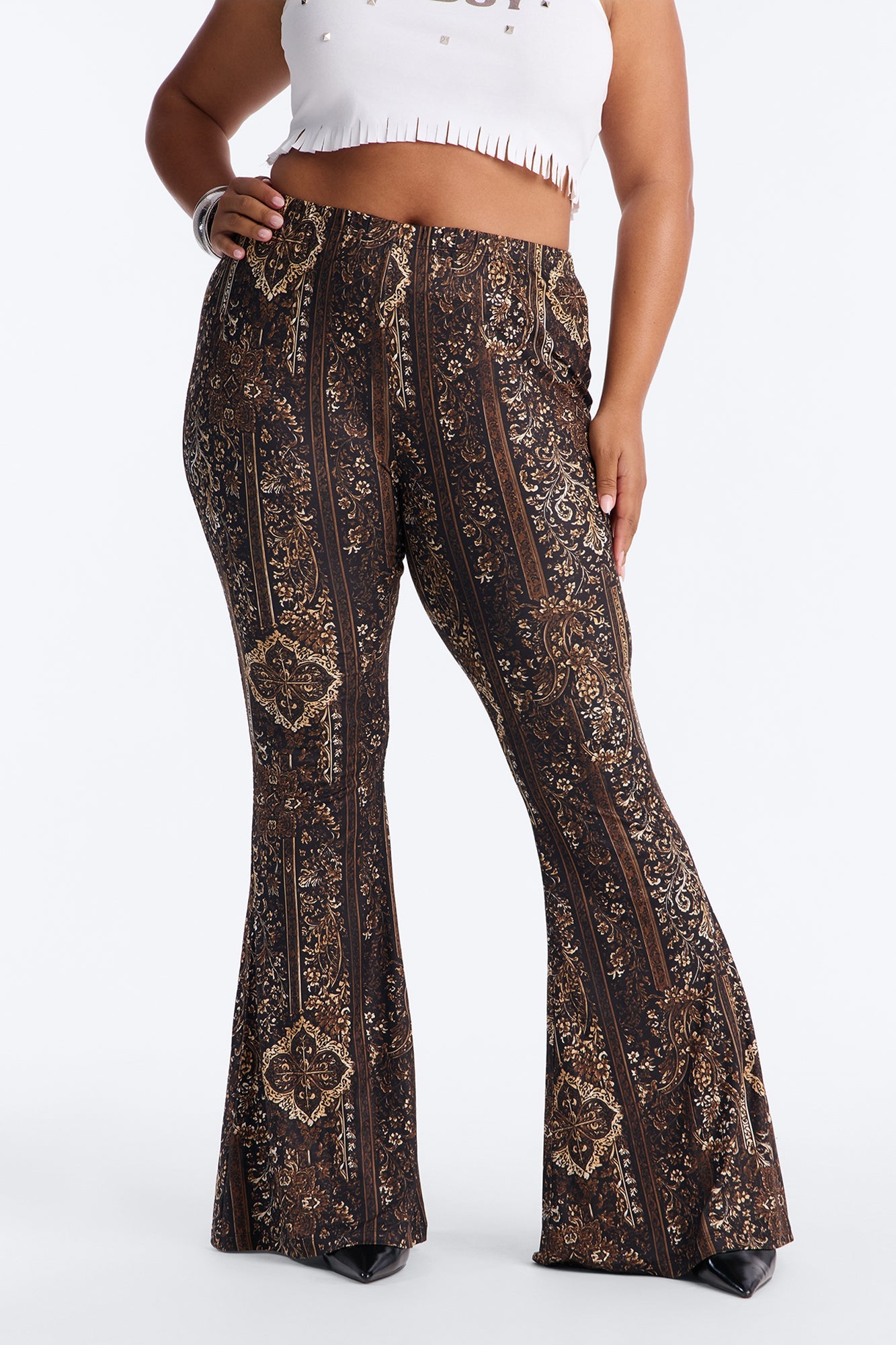 Boho Dreams Abstract Paisley Flare Pant - Brown/combo Fashion Nova