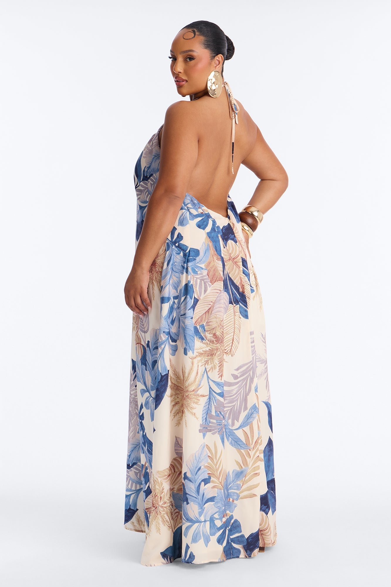 Maui Tropical Keyhole Maxi Dress - Blue/combo NEWFASHIONEDGE
