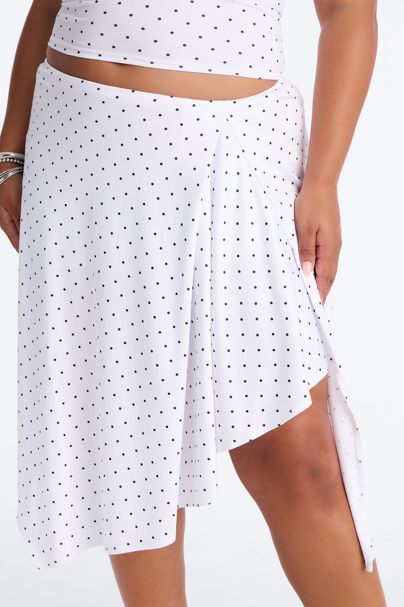 Dolly Halter Polka Dot Skirt Set - White/Black Fashion Nova