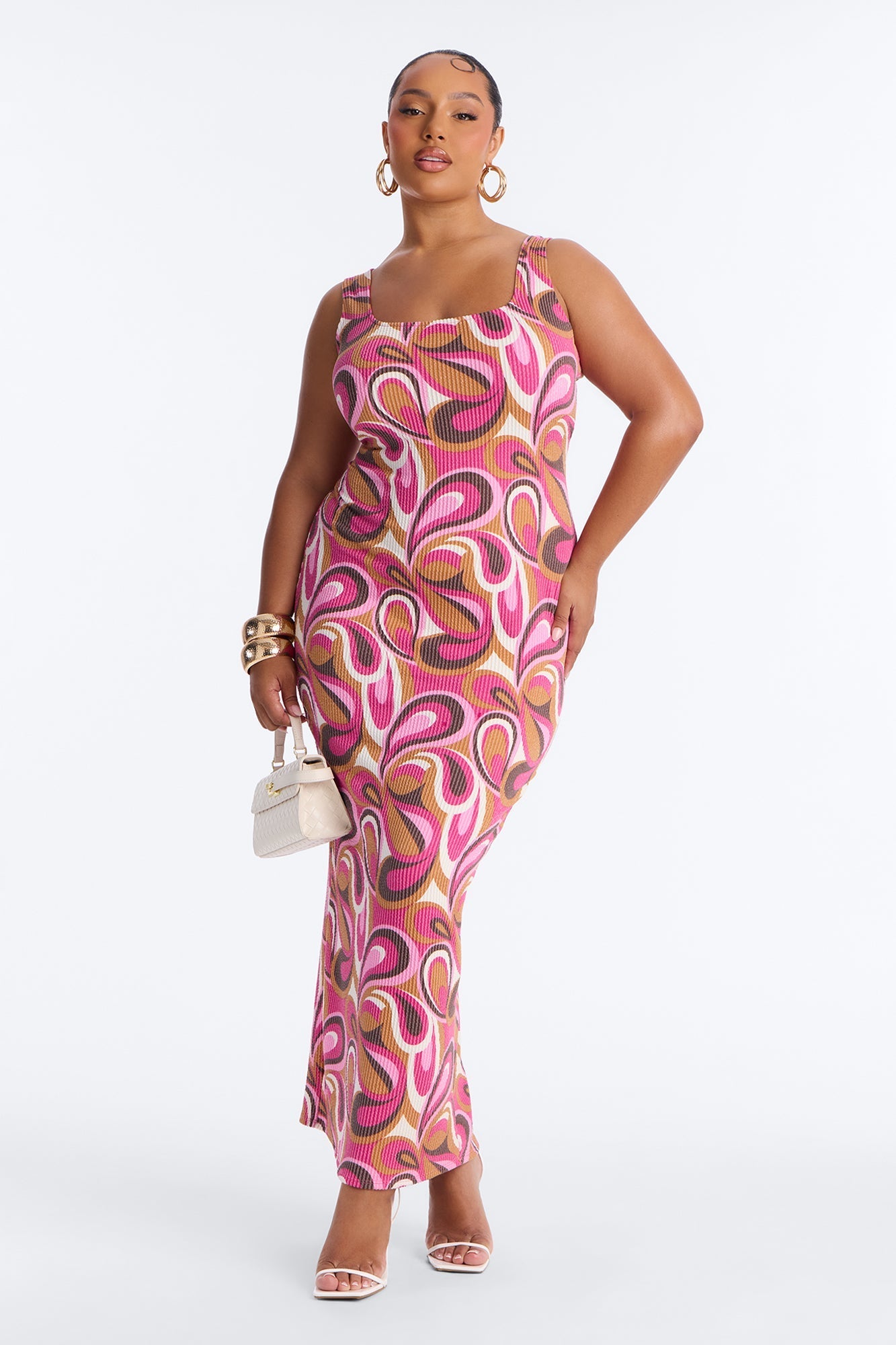 Valentina Ribbed Maxi Dress - Magenta/combo NEWFASHIONEDGE