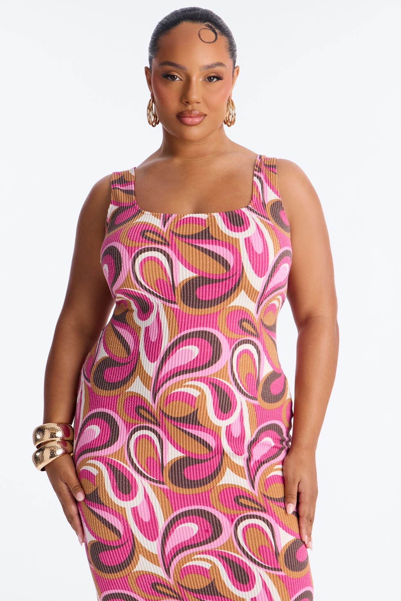 Valentina Ribbed Maxi Dress - Magenta/combo NEWFASHIONEDGE