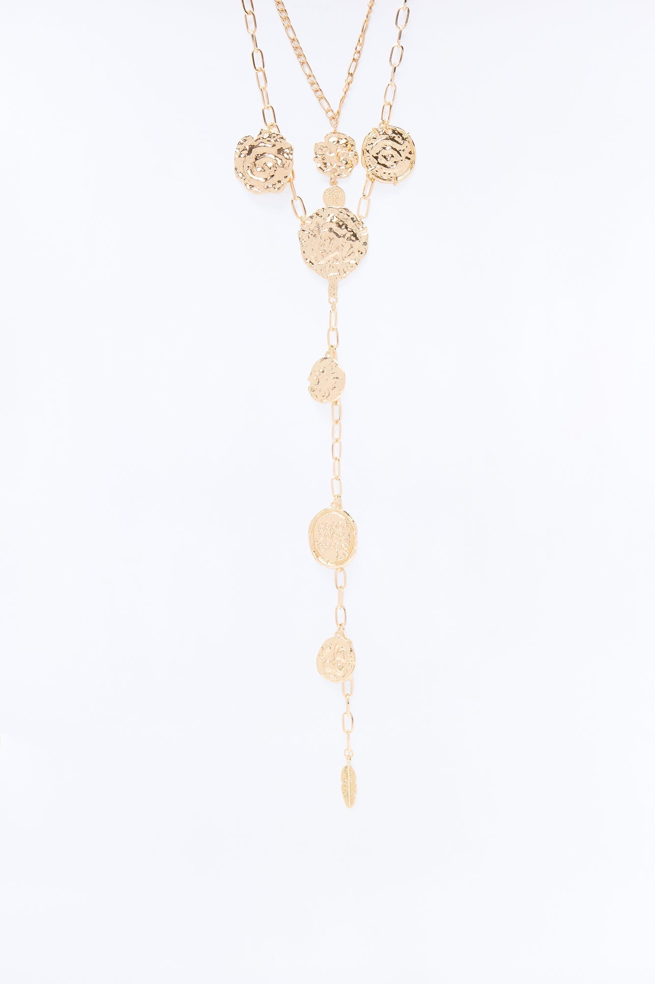 Aura And Charm Lariat Necklace - Gold NEWFASHIONEDGE
