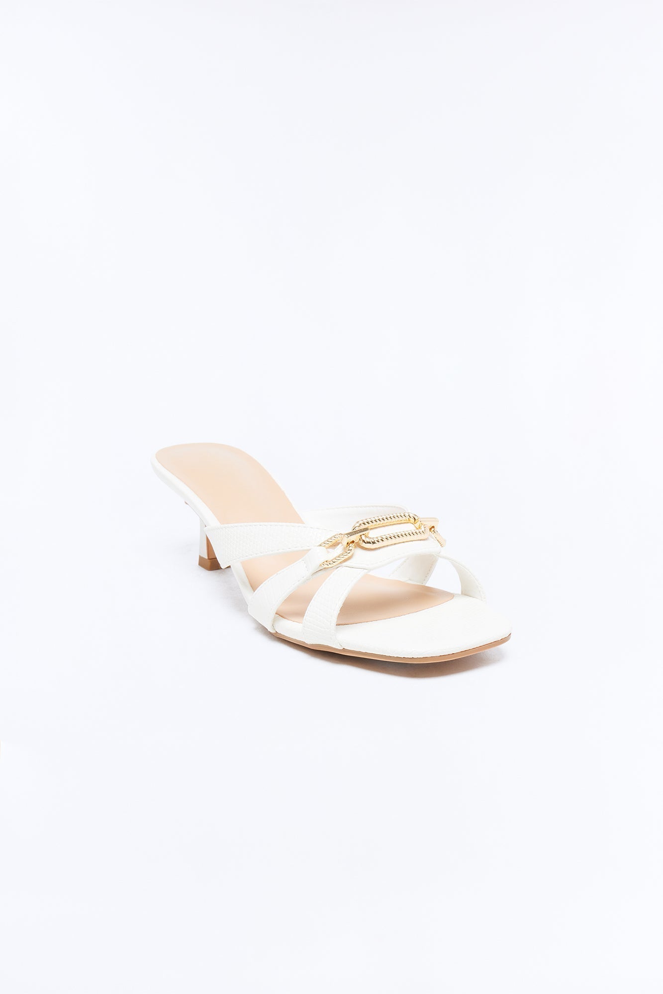 Corinne Kitten Heel Mules - Bone NEWFASHIONEDGE