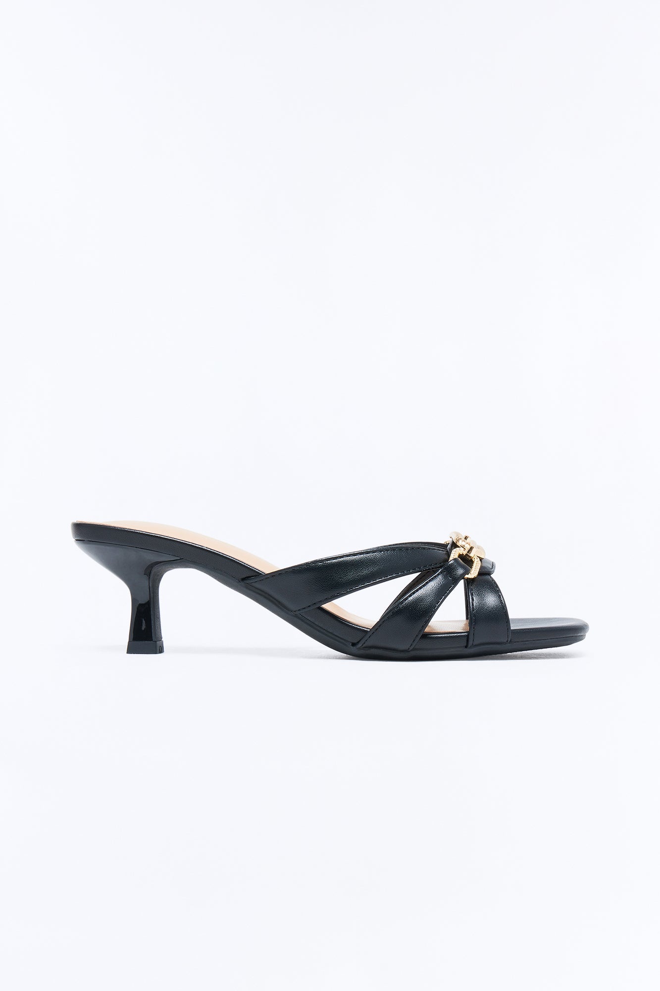 Corinne Kitten Heel Mules - Black