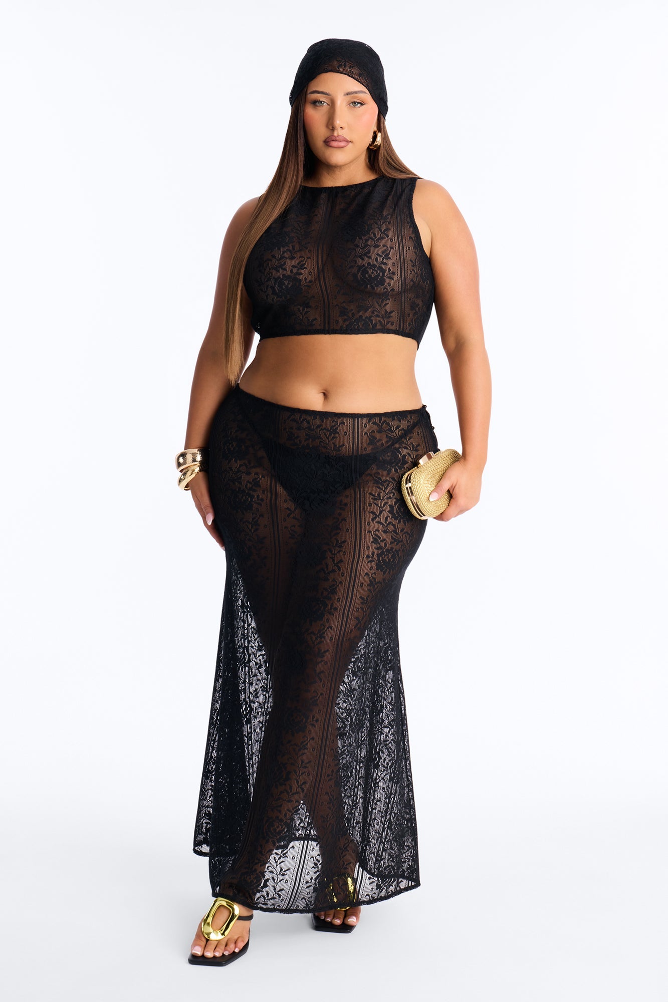 Alexis 3 Piece Lace Maxi Skirt Set - Black Fashion Nova