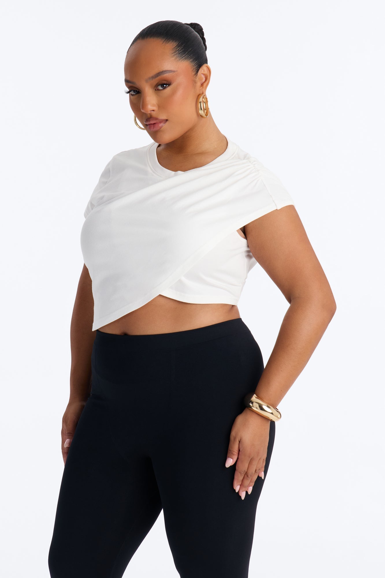 Unbothered Asymmetrical Short Sleeve T-Shirt - White NEWFASHIONEDGE