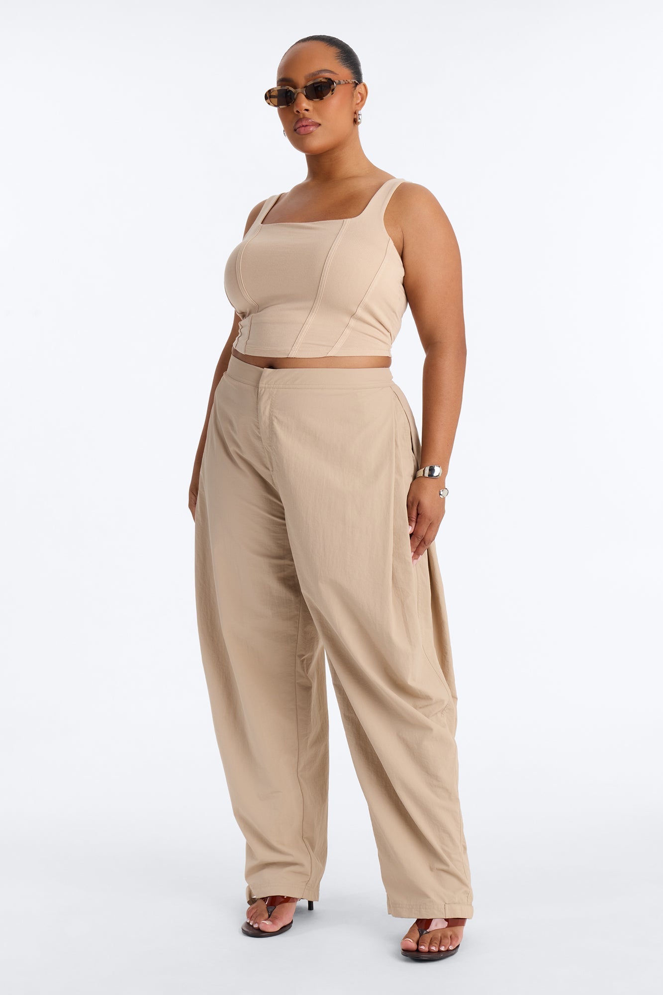 Nylon Windbreaker Pant - Stone