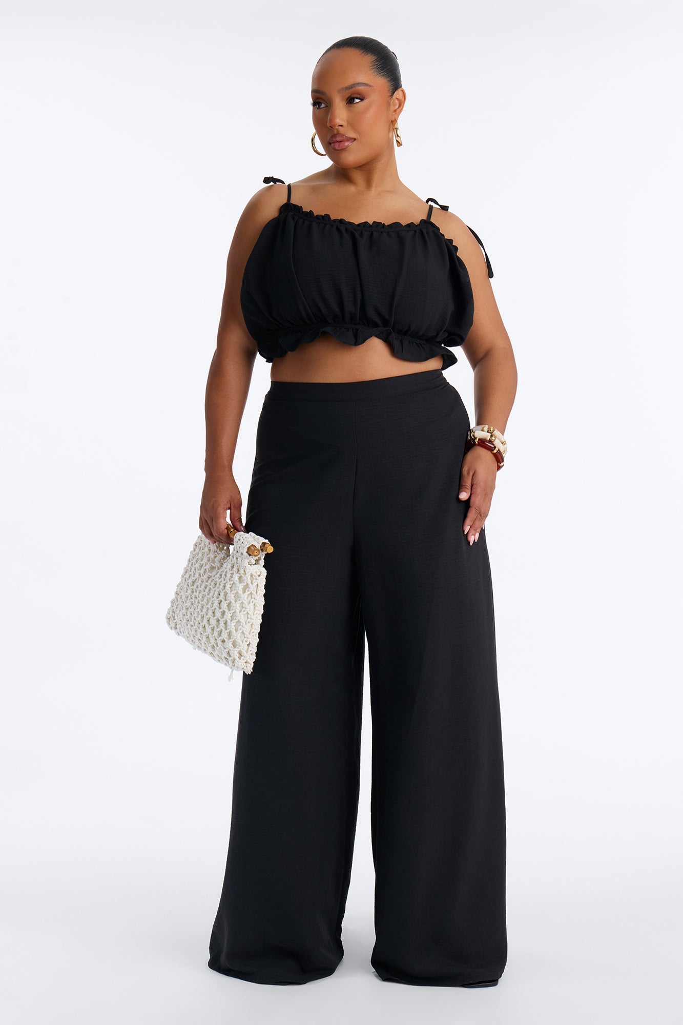 Kenya Wide Leg Pant Set - Black