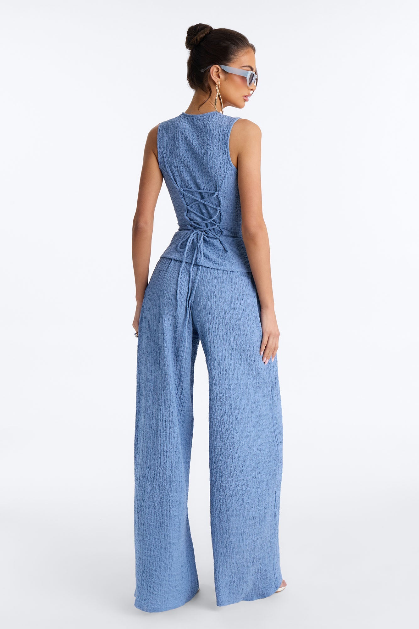 Pheobe Textured Pant Set - Blue