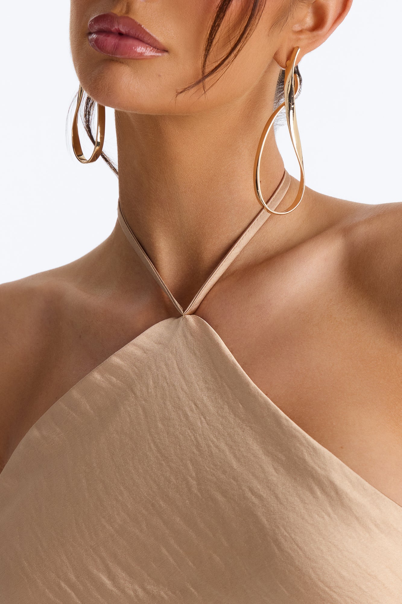 Adina Mesh Satin Maxi Dress - Mocha