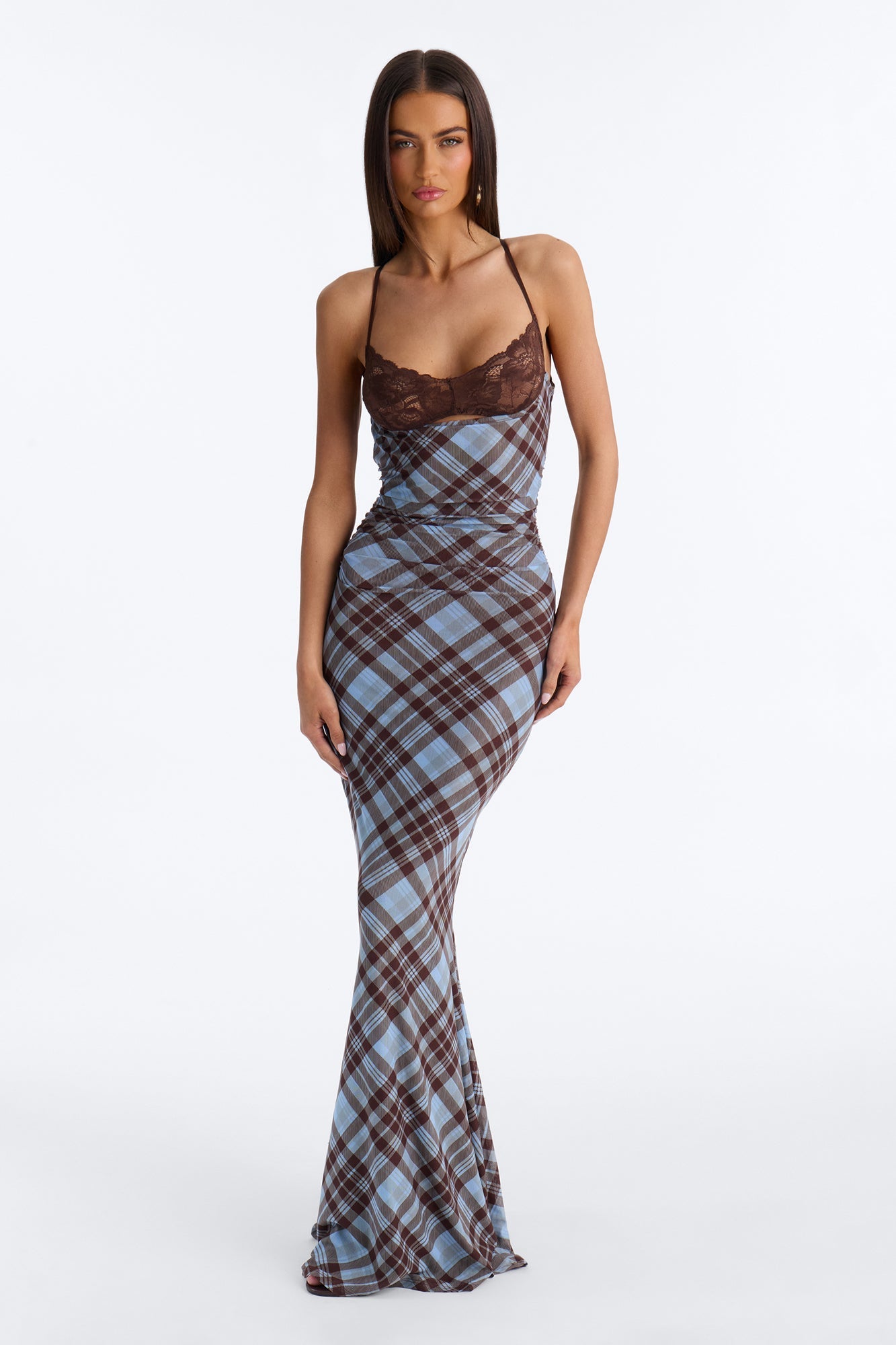 Photo Op Mesh Maxi Dress - Blue/combo NEWFASHIONEDGE