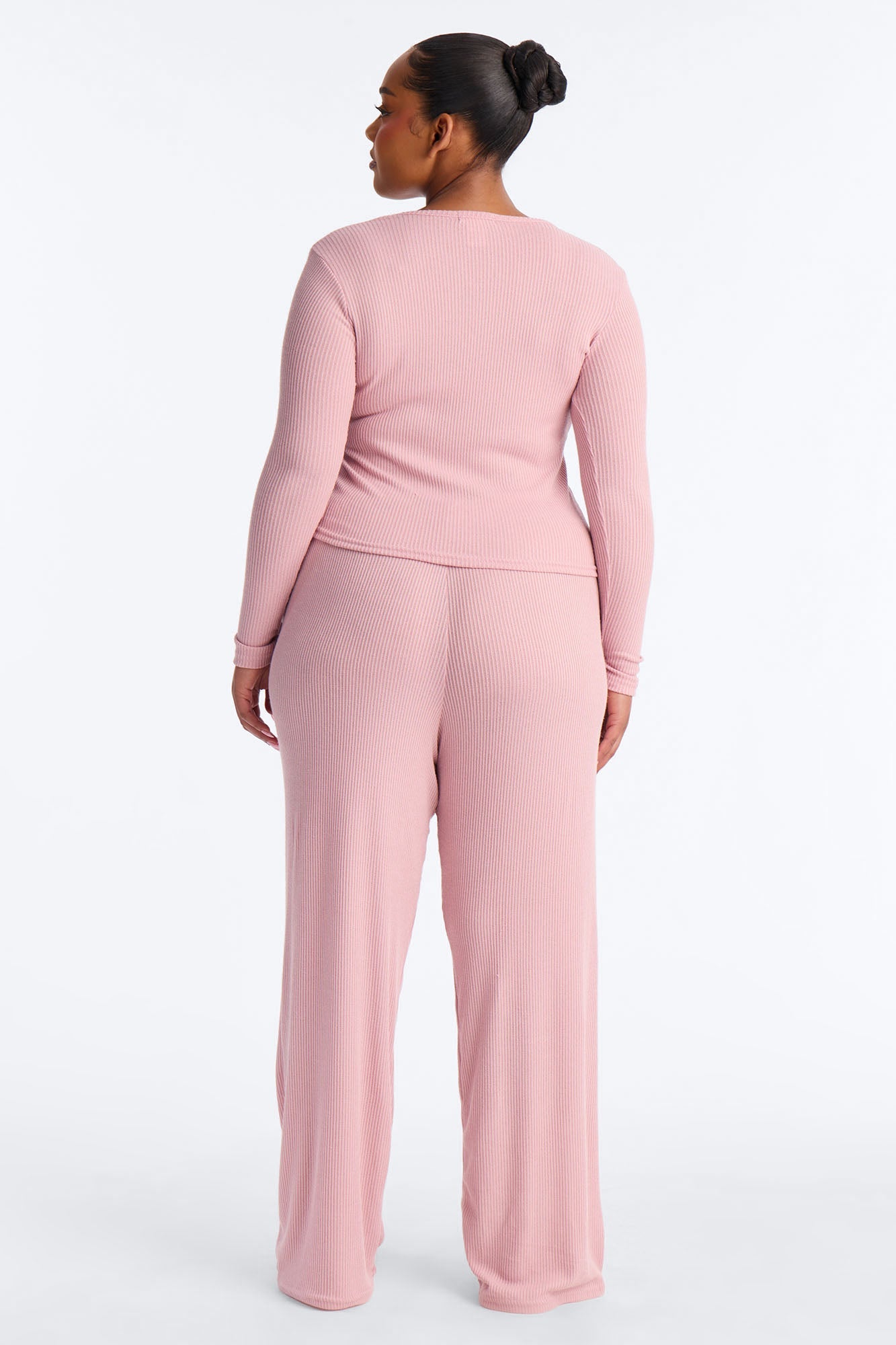 Slumber Haven Ribbed Long Sleeve PJ Pant Set - Mauve Fashion Nova