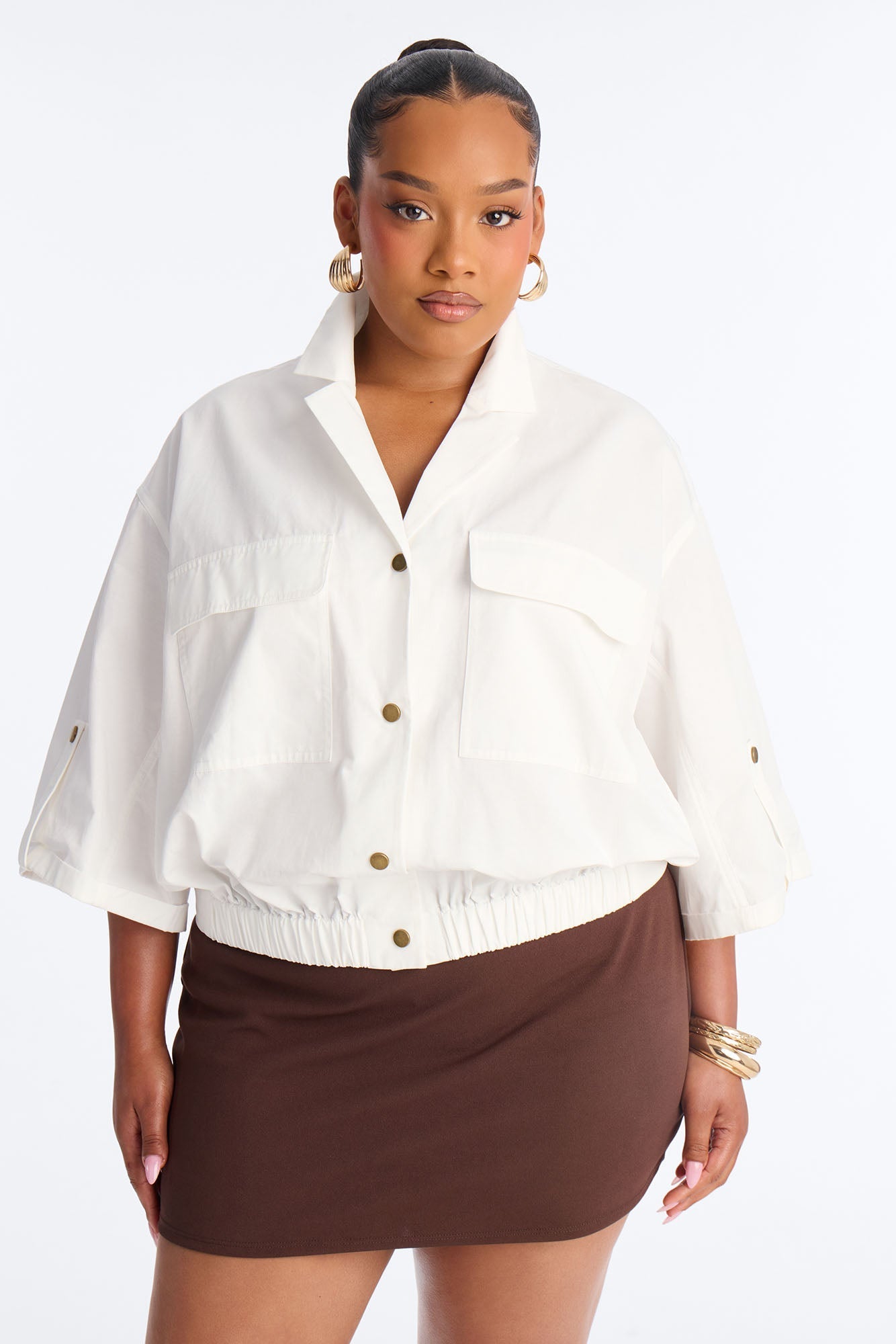 Plans Made Oversized Airflow Shirt - White NEWFASHIONEDGE