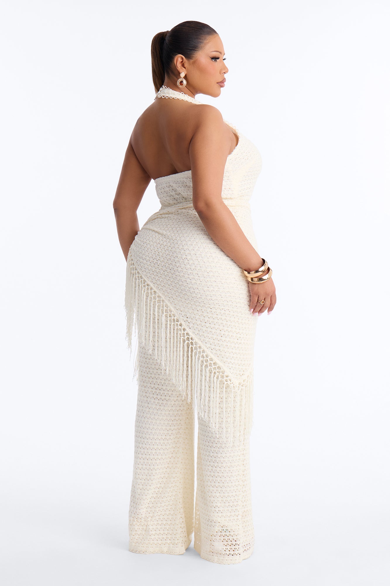 Mariah Jumpsuit And Tie Waist Scarf Set - Cream