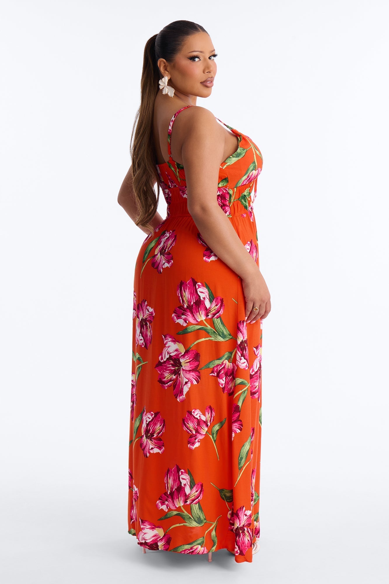 Posie Printed Flowy Maxi Dress - Red/combo NEWFASHIONEDGE