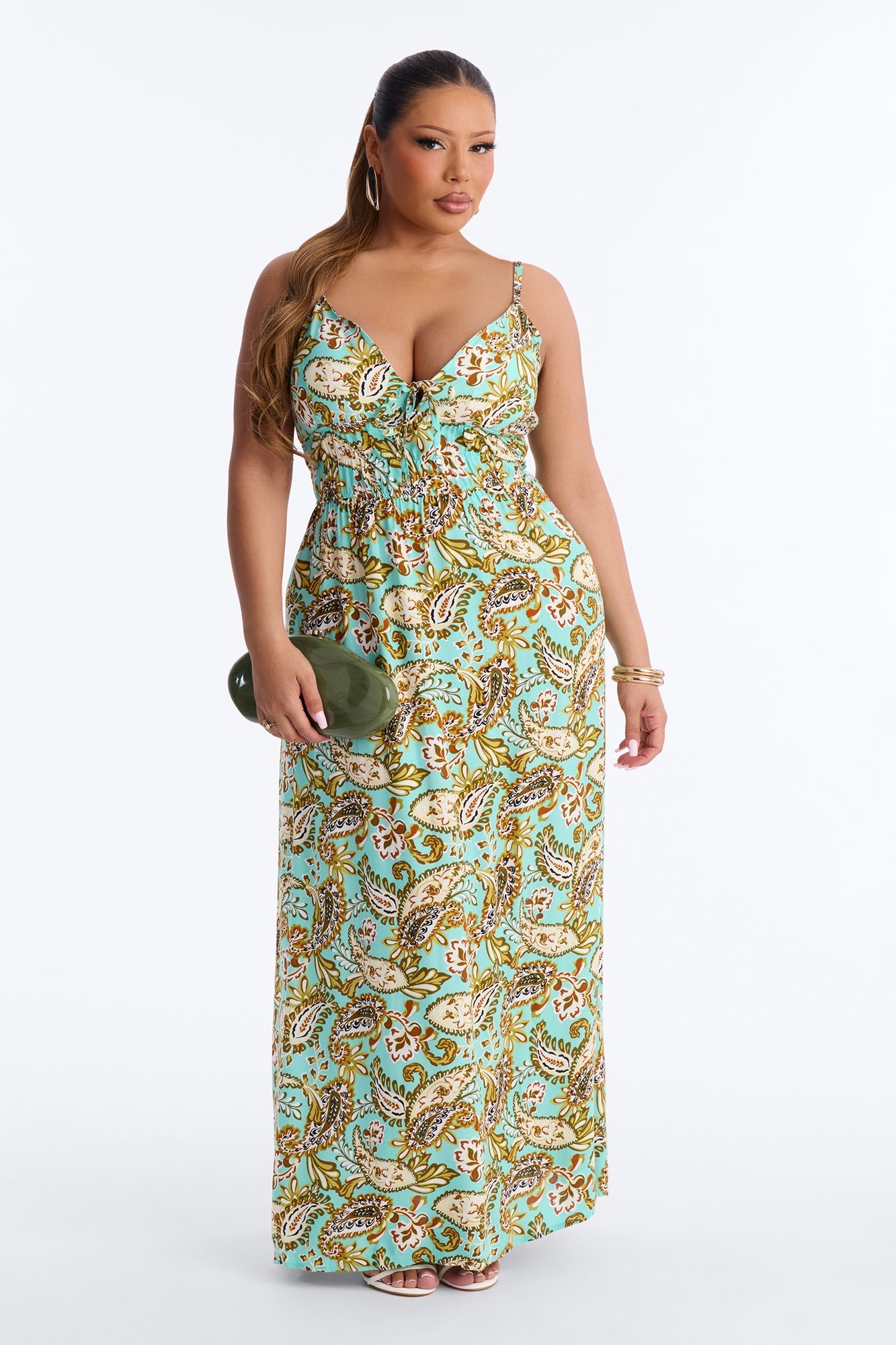 Posie Printed Flowy Maxi Dress - Aqua/Combo NEWFASHIONEDGE