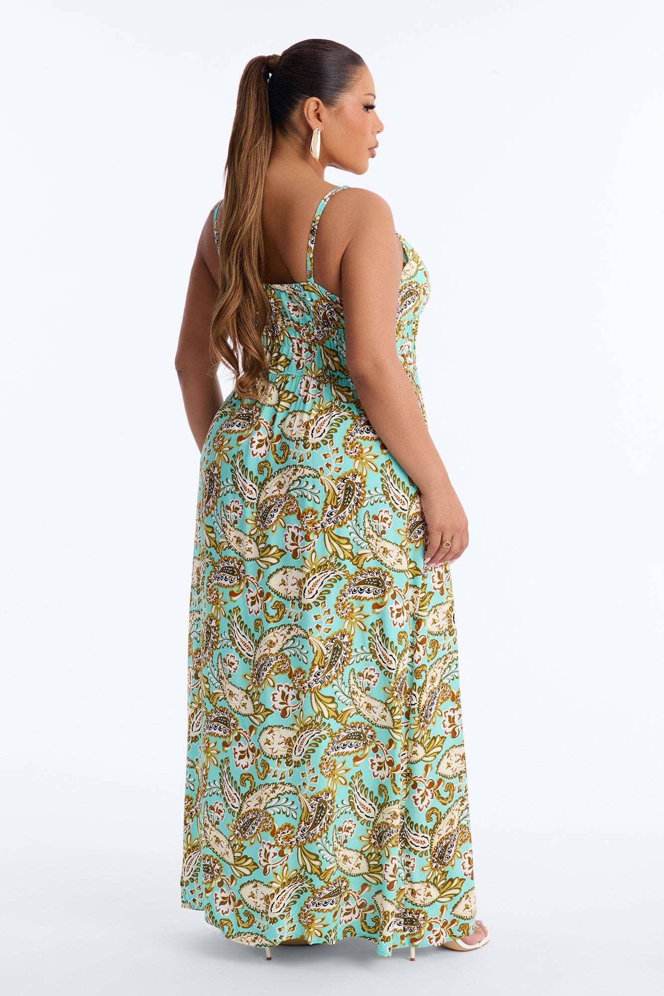 Posie Printed Flowy Maxi Dress - Aqua/Combo NEWFASHIONEDGE