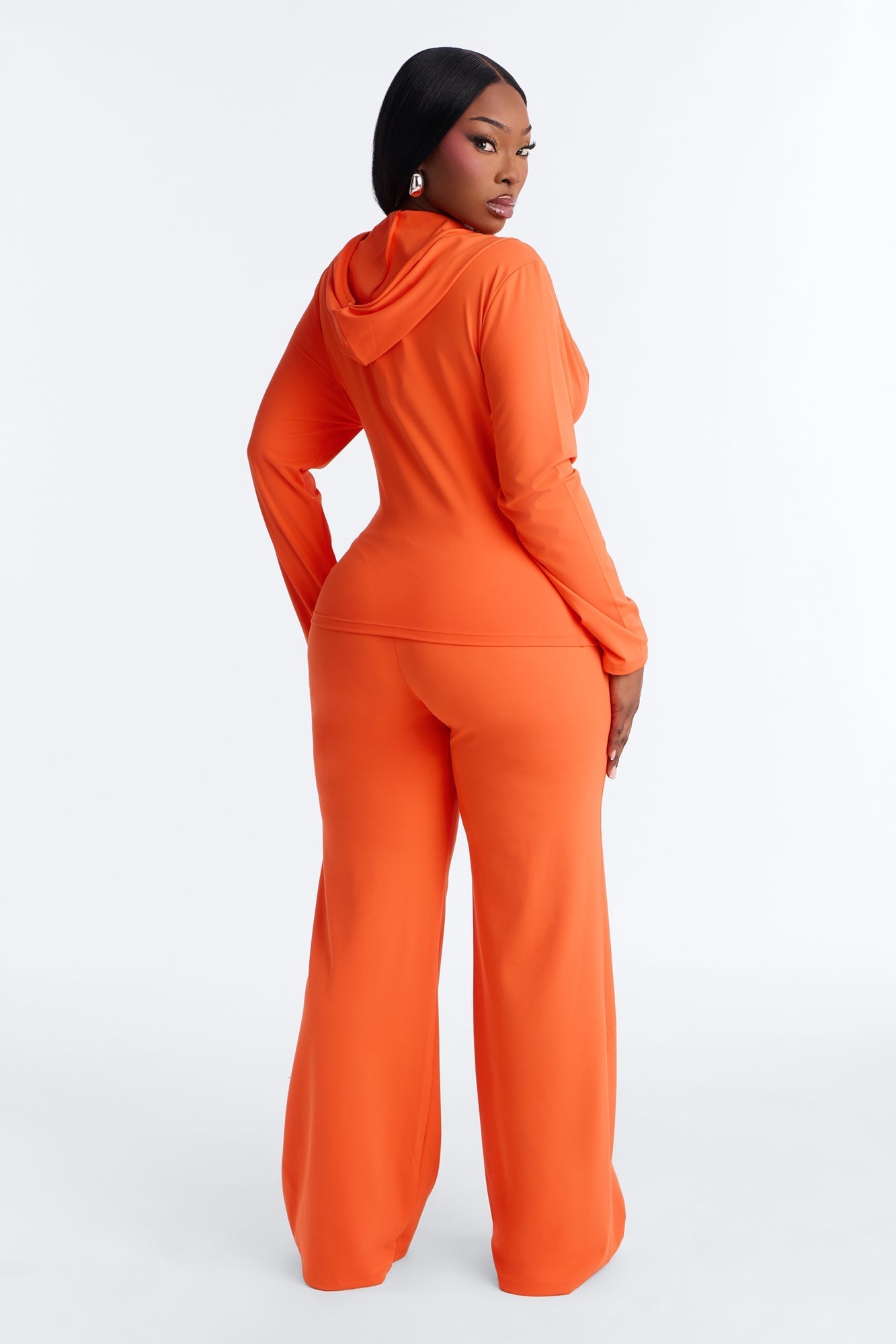 Casual Vibe Zip Up Hoodie Pant Set - Tomato Red